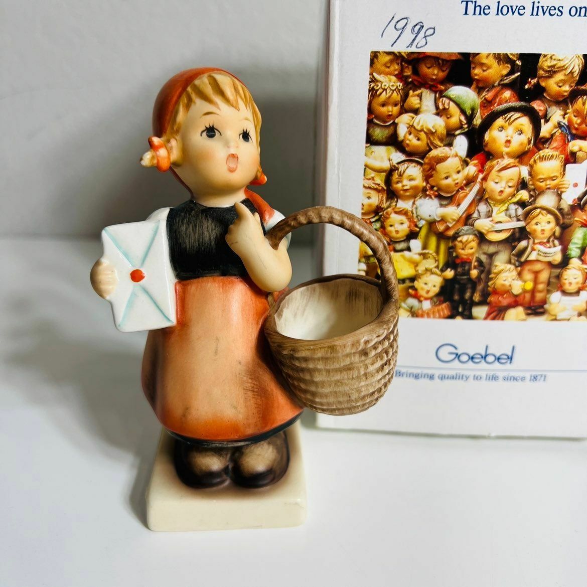 Goebel Hummel Figurine Girl with Letter Meditation Mailing Basket German Decor