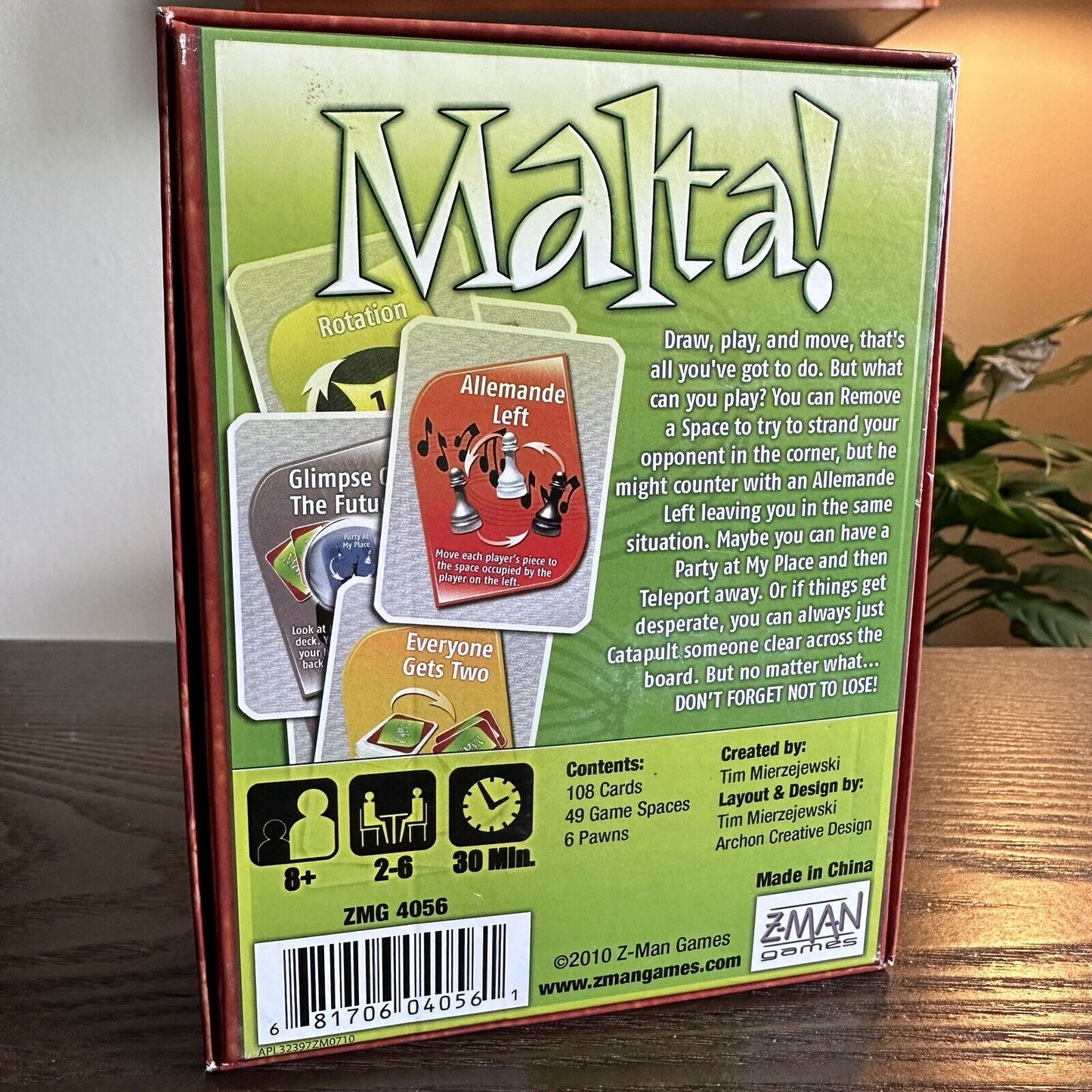 Z-Man Malta! Card Game Cutthroat Strategy Fun Reactions Fast 2-6 Players