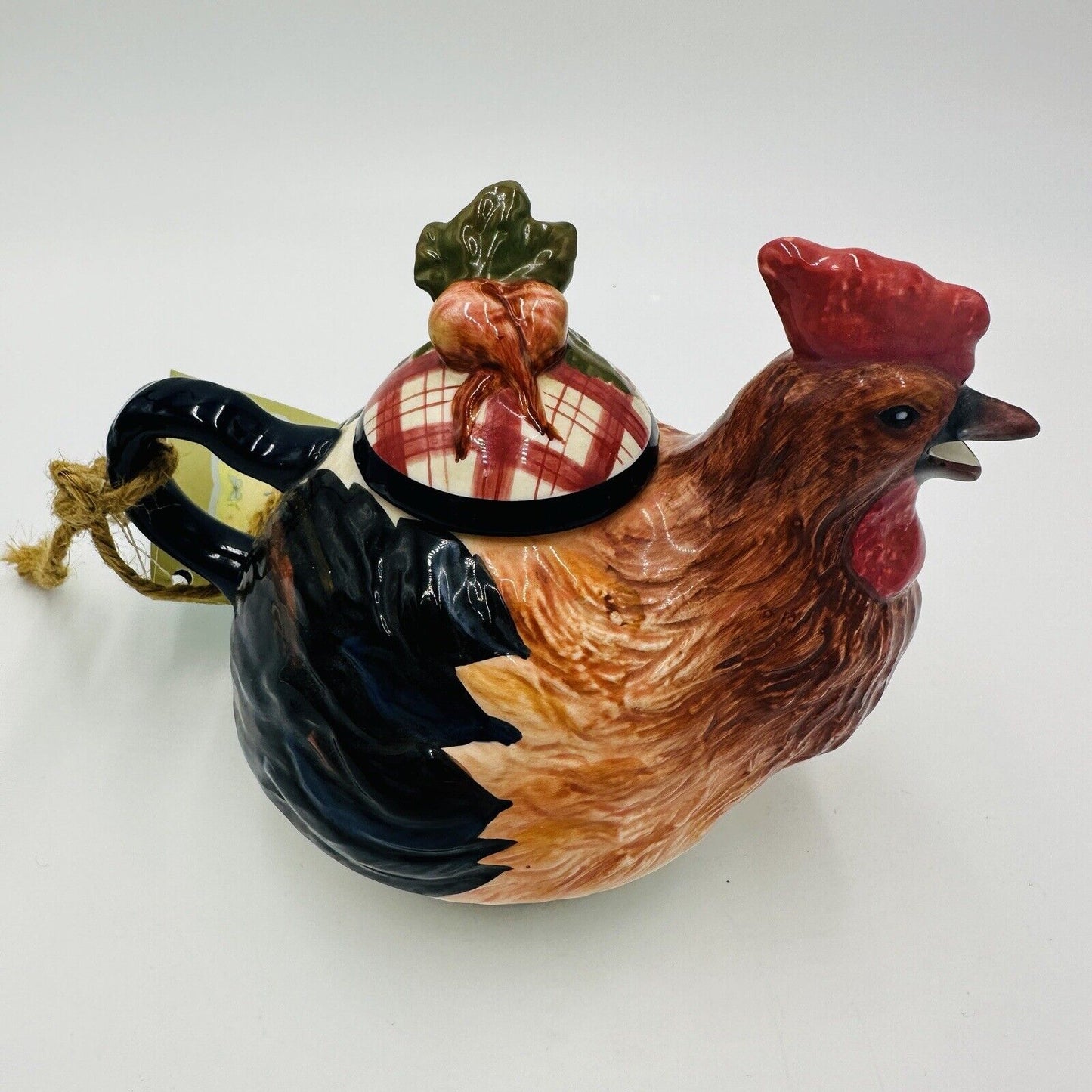 Tracy Porter Stoneware Rooster & Carrots Tea Pot 5.5” stonehouse farm collection