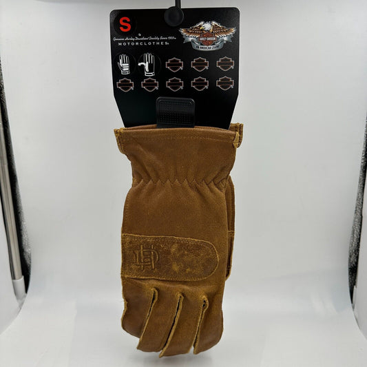 Harley-Davidson Women's Skin Gloves Work-Wear Inspired Goat Tan 98355-17VW Tag