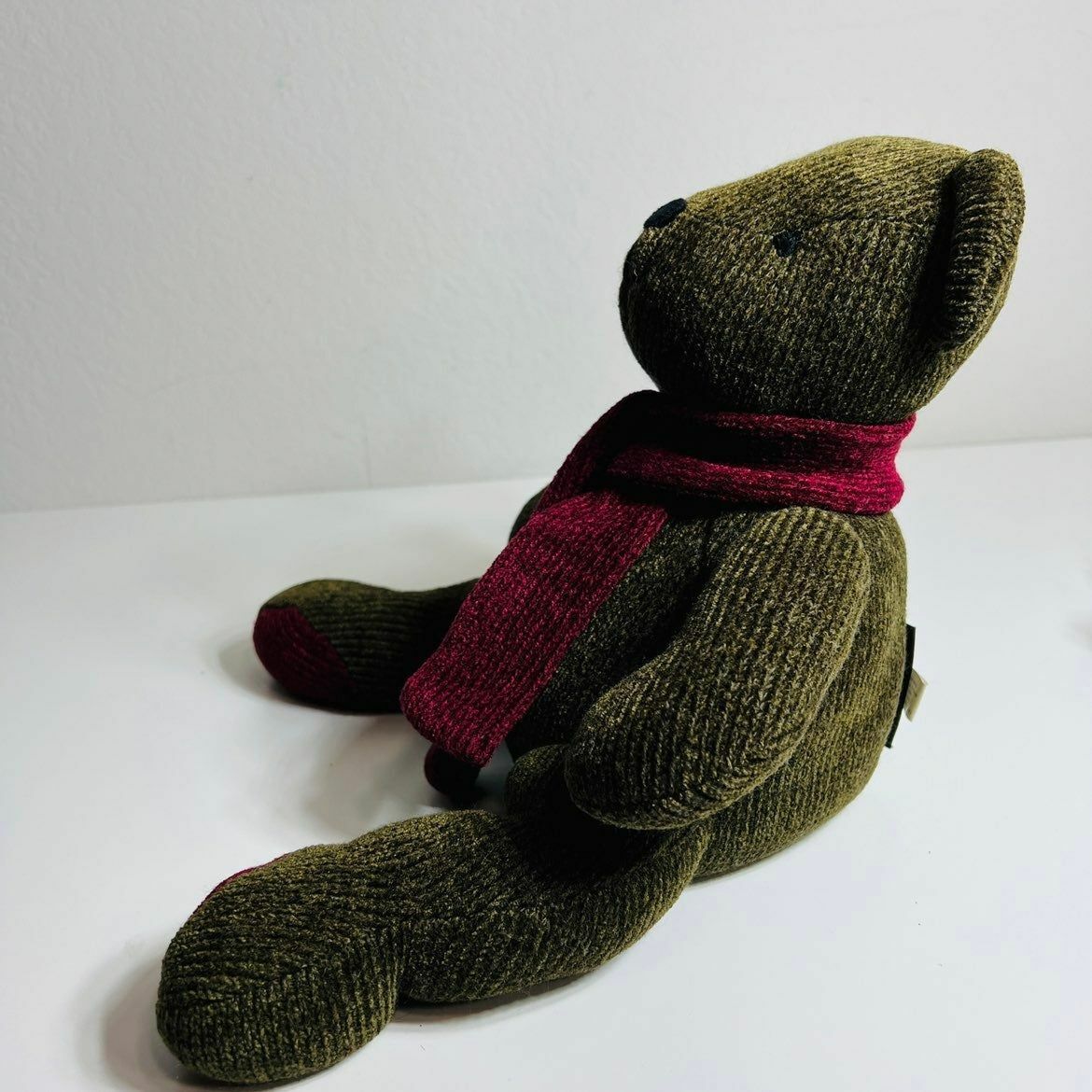 Pottery Barn Bear Plush Nicholas Green with Purple Scarf Toy Collectible vintage