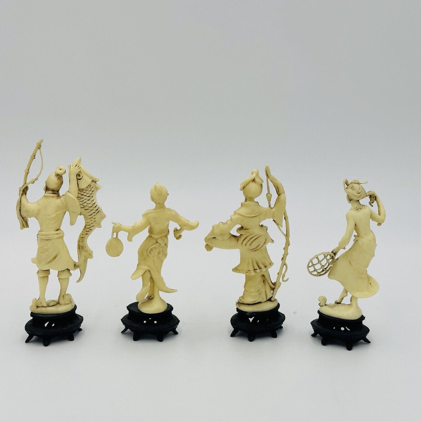 Fontanini Depositato Figurines Fishermen Set 4 Italy Chinese Pieces Vintage