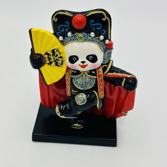 Chinese Complex Sichuan Dancing Panda Figurine Opera Ceramic Multicolor
