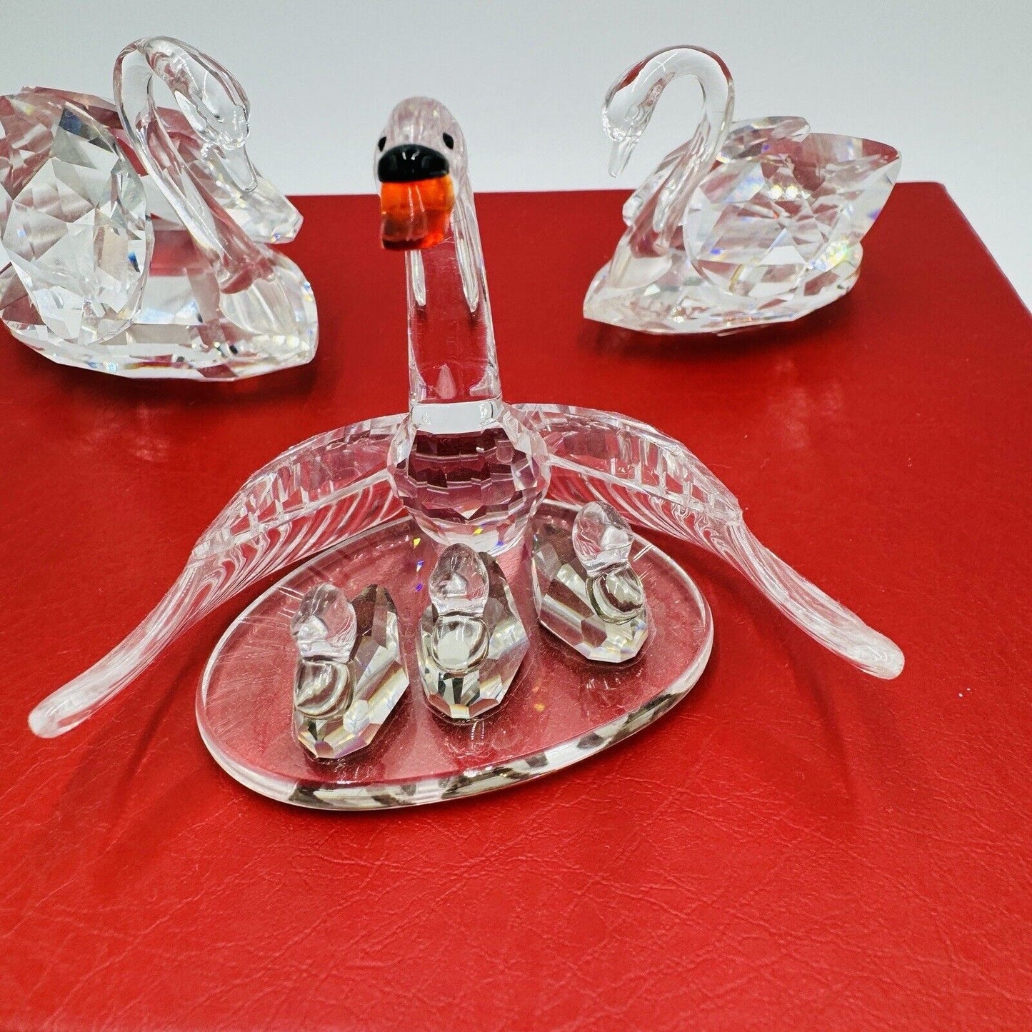 Swarovski Crystal Swan Set Figurines 3 Pieces Vintage Lot Miniatures Home Decor
