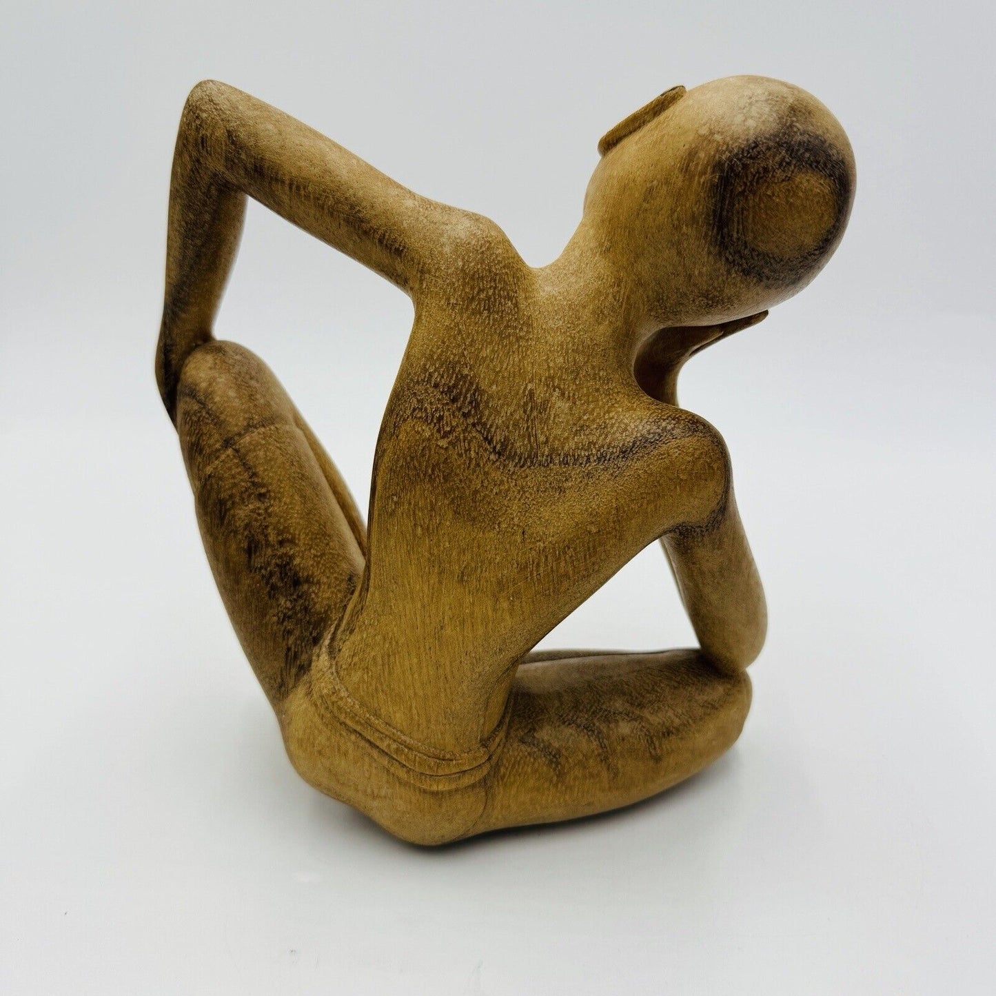 The Thinker Wood Carved Vintage Balinese Figural Sculpture c. 1970's