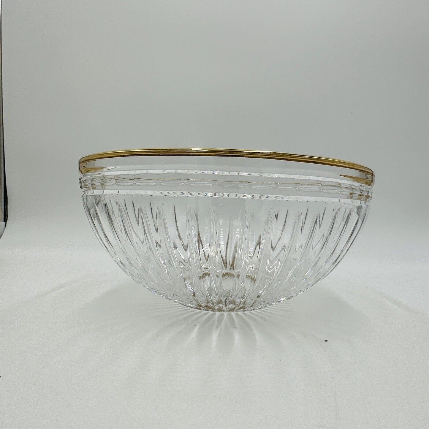 Waterford Bowl Crystal Hanover Gold Rim 4in X 8.5in Retired Vintage Marquis