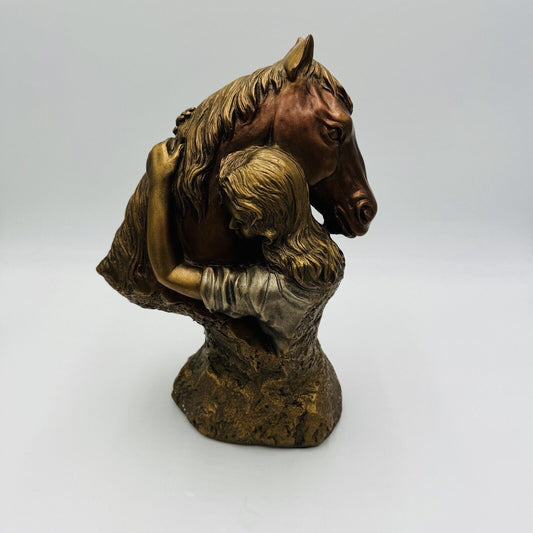 Vintage Austin Sculpture KINDRED SPIRITS" GIRL HUGGING HORSE 1993