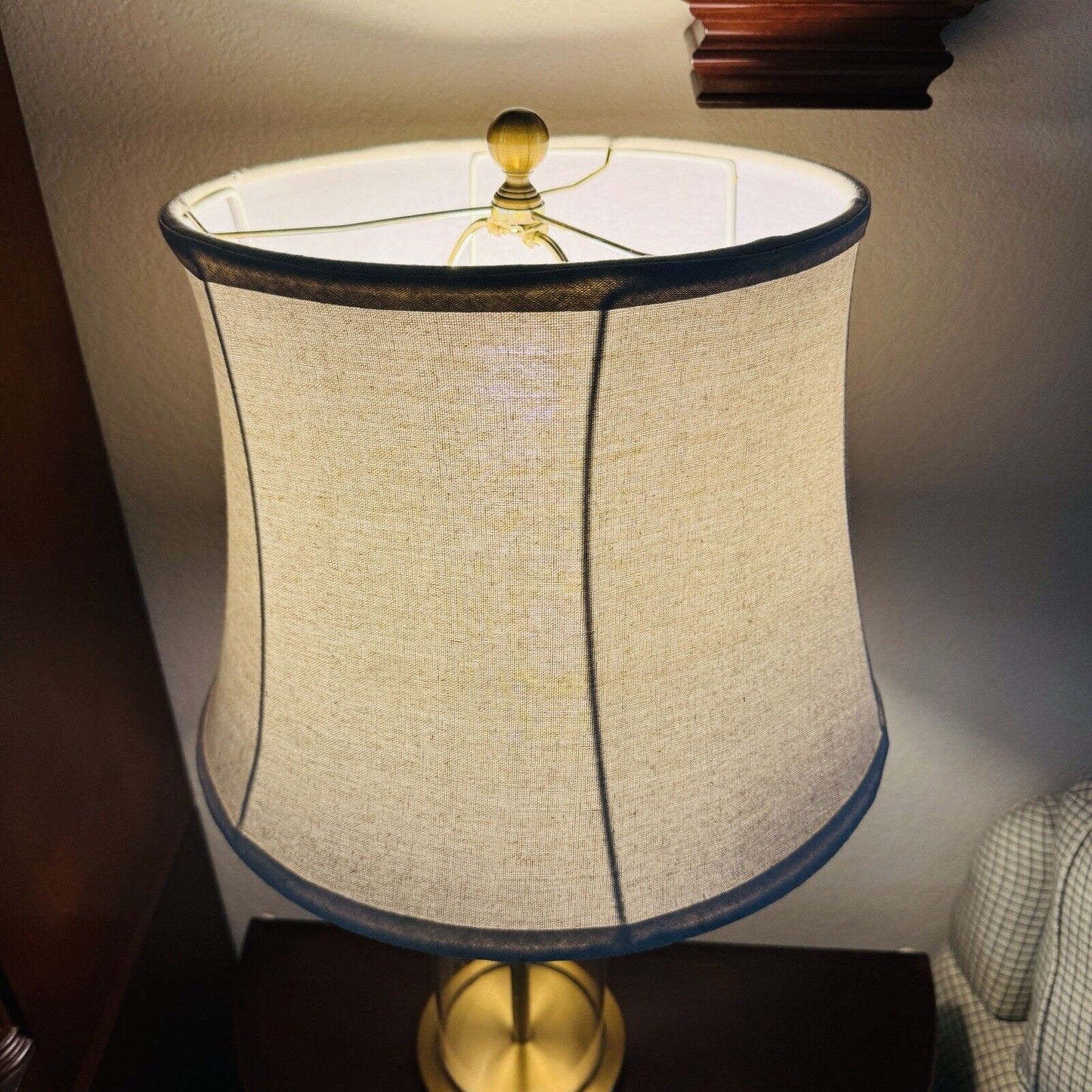 Ralph Lauren Payton MODERN CHIC BRASS & GLASS 27” Cylinder Gold Tone Table Lamp
