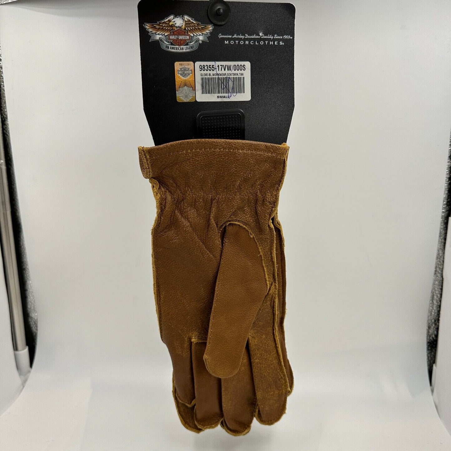 Harley-Davidson Women's Skin Gloves Work-Wear Inspired Goat Tan 98355-17VW Tag