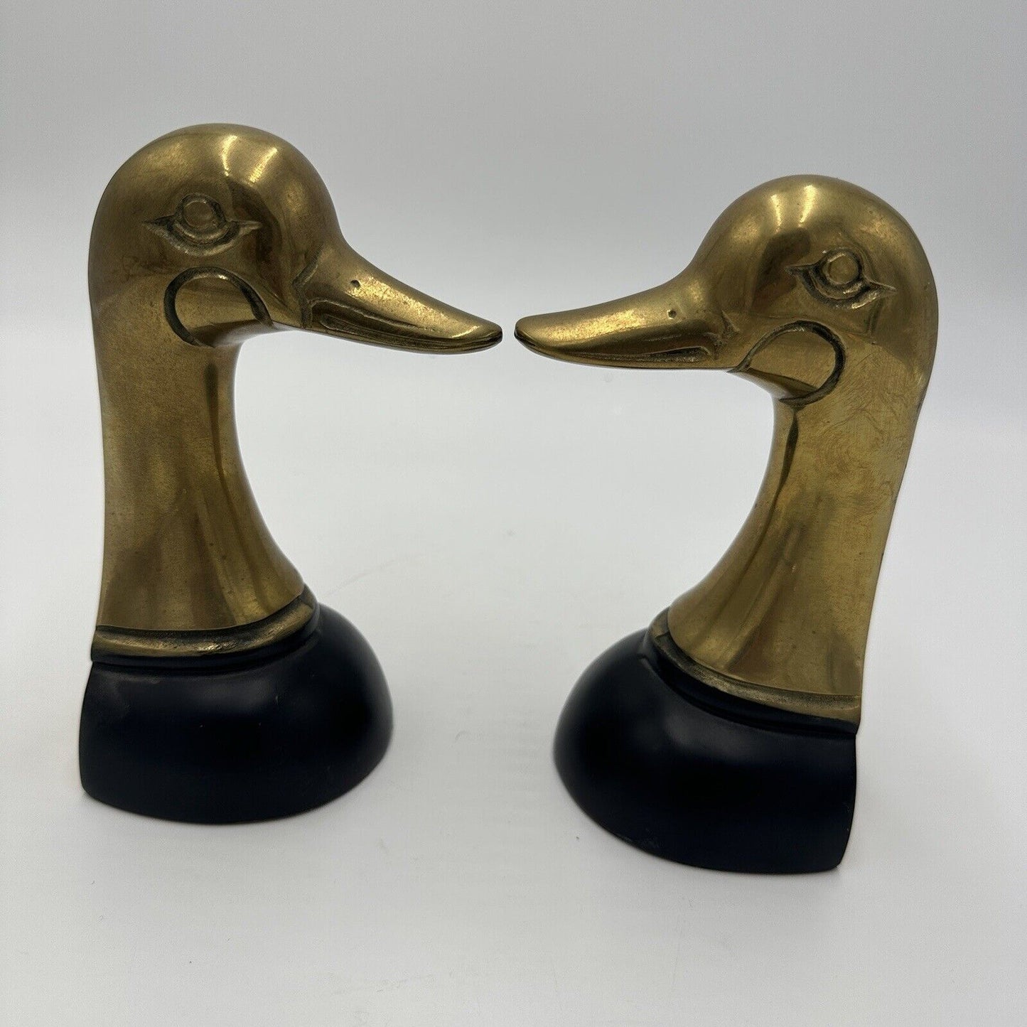 Vintage Philadelphia Duck Figurine Bookends Solid Brass 6" Set 1960 Office Decor