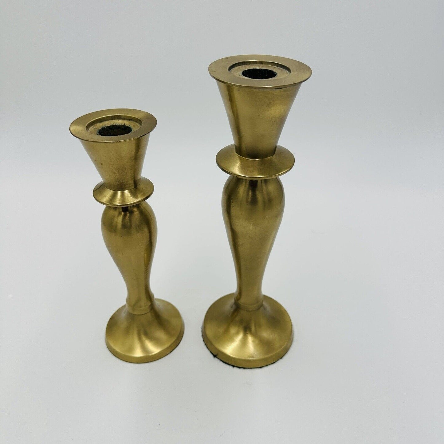 2 Brass Candleholders Tabletop IHI Solid Made In India Large Vintage Dining