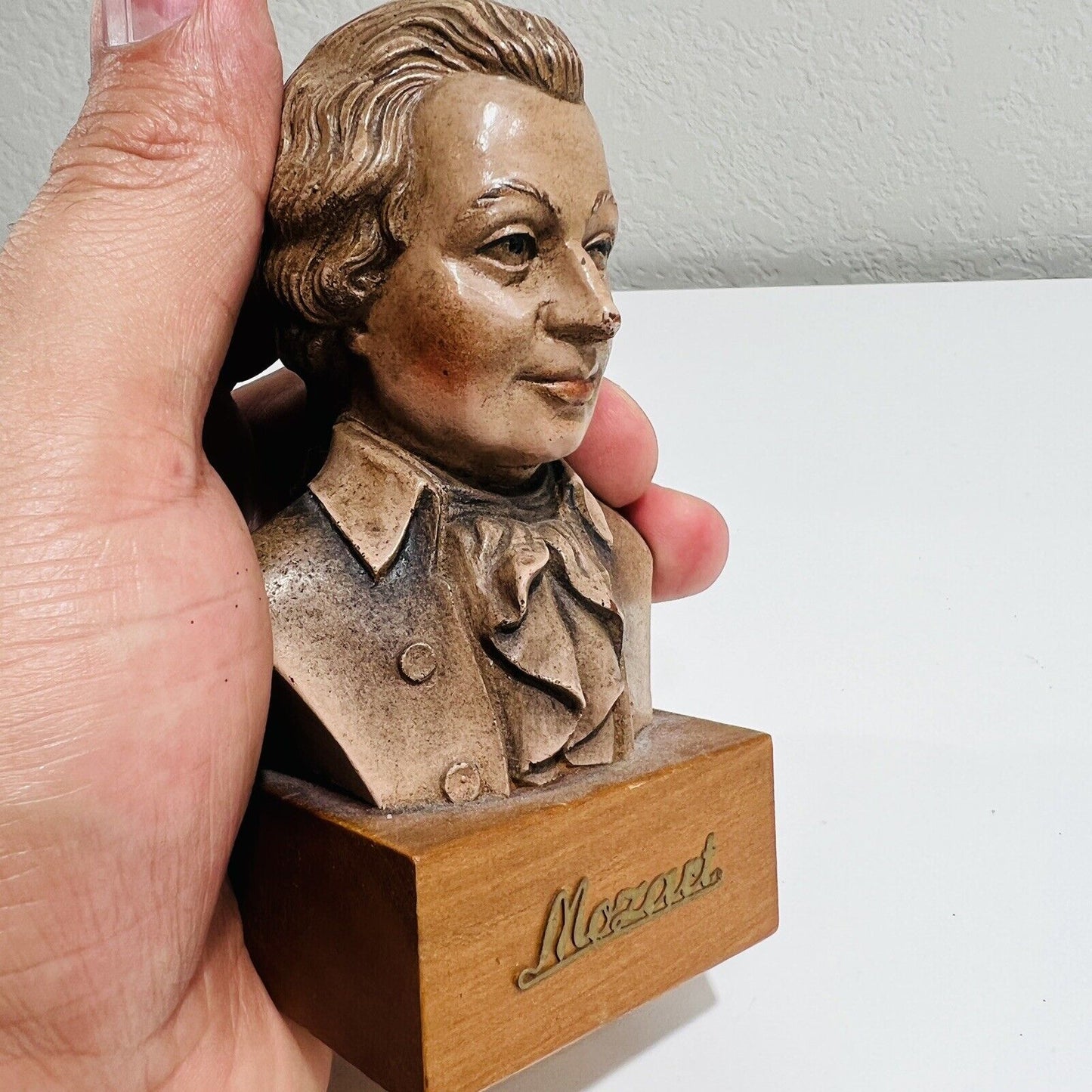 ANRI Italy Mozart Bust Statue Bust 4" High Wooden Music Home Decor Figurine