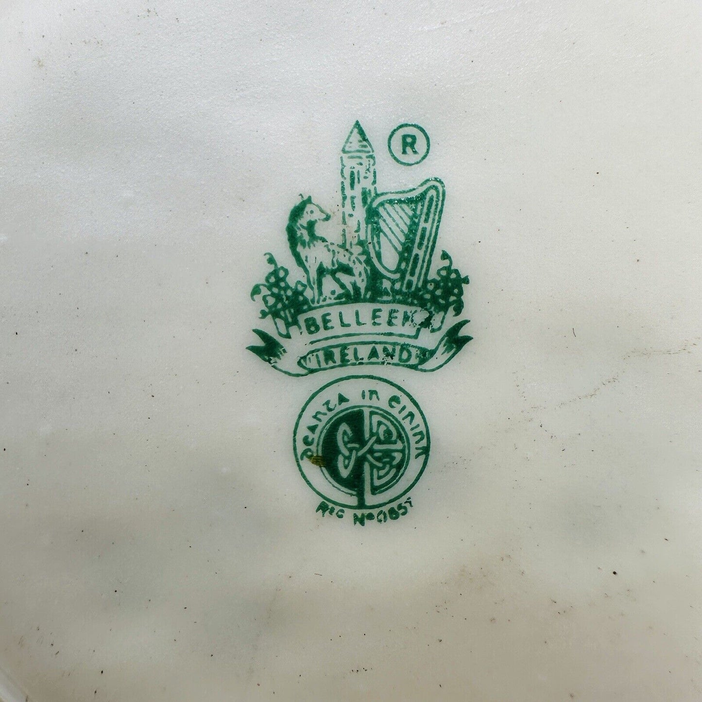 Vintage Belleek Porcelain Ashtray Shamrocks 6th mark 1965 -1980 Ireland Small