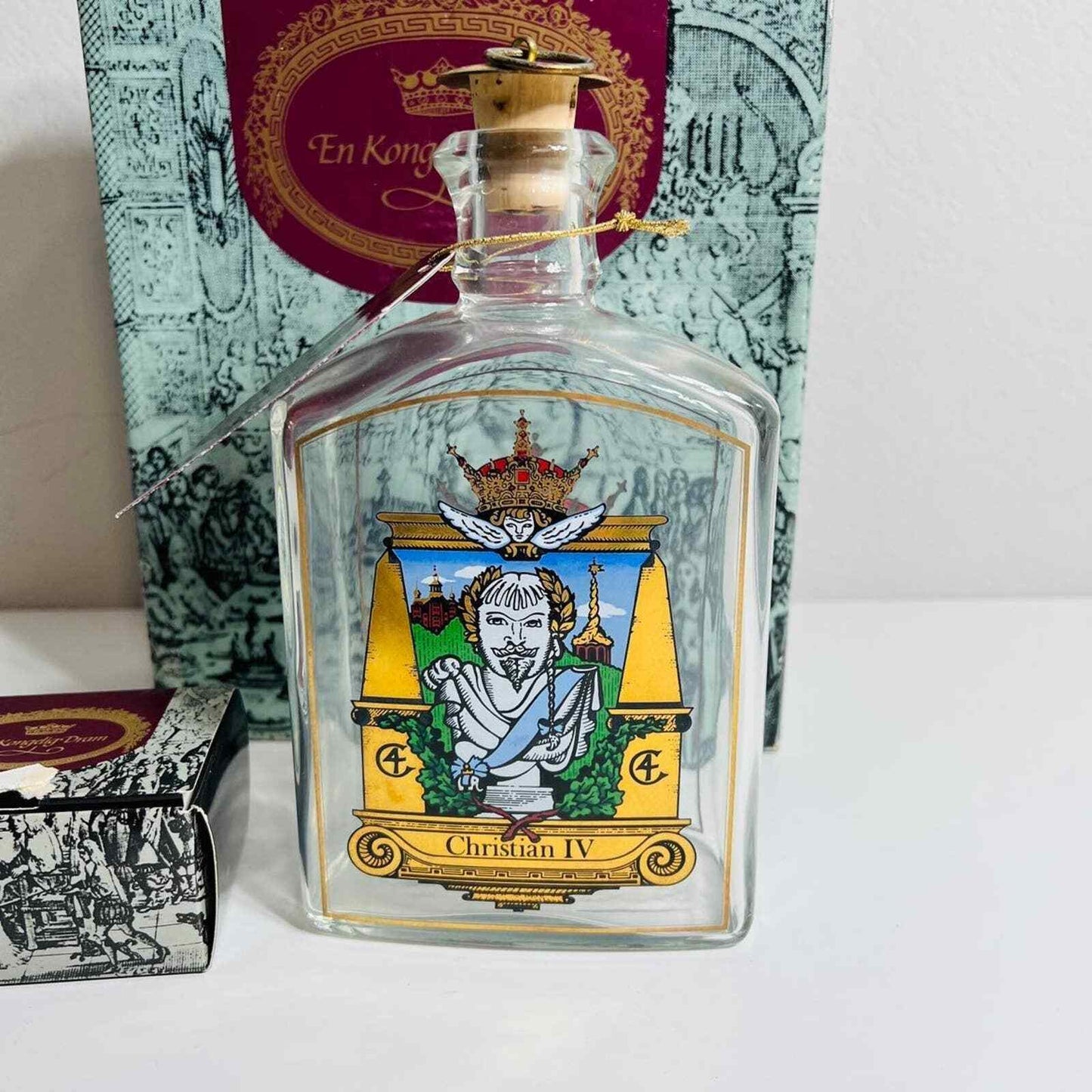 Royal Copenhagen Decantor Christian IV Collectible Glass Bottle in Box