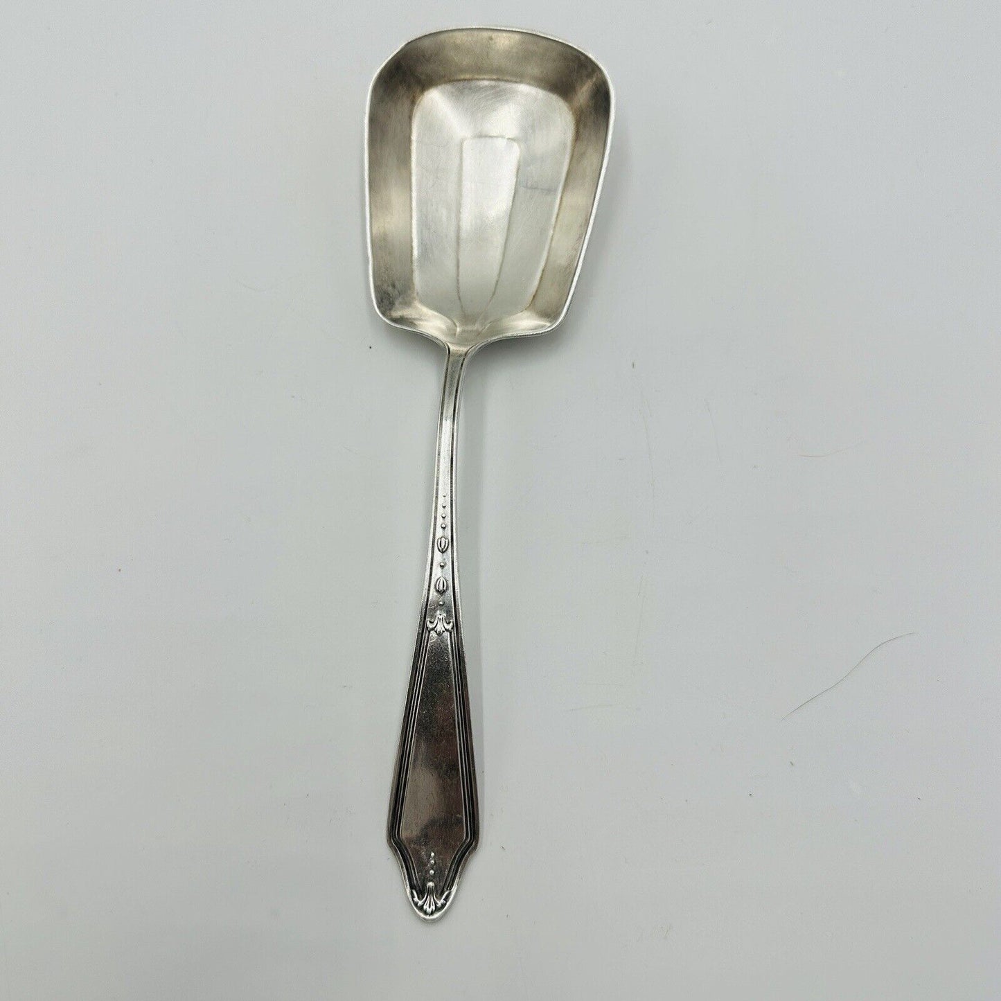 Antique SSMC Sterling Silver Serving Spoon 1932 Ornate Flower Patter 9”