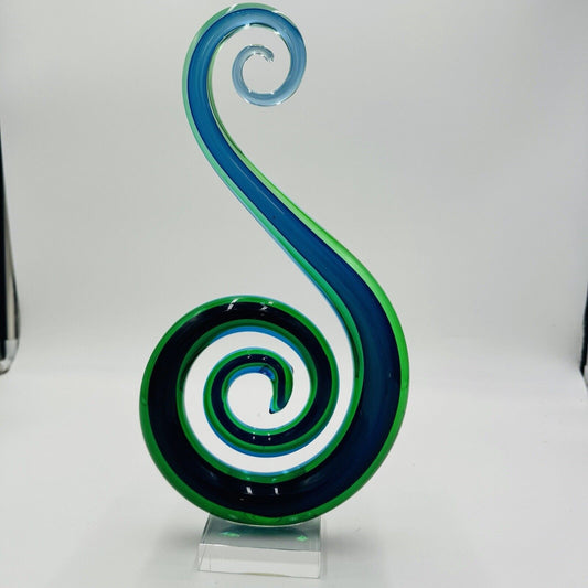 Badash Marina Murano Art Glass Centerpiece Italy Swirl Style Abstract 14”