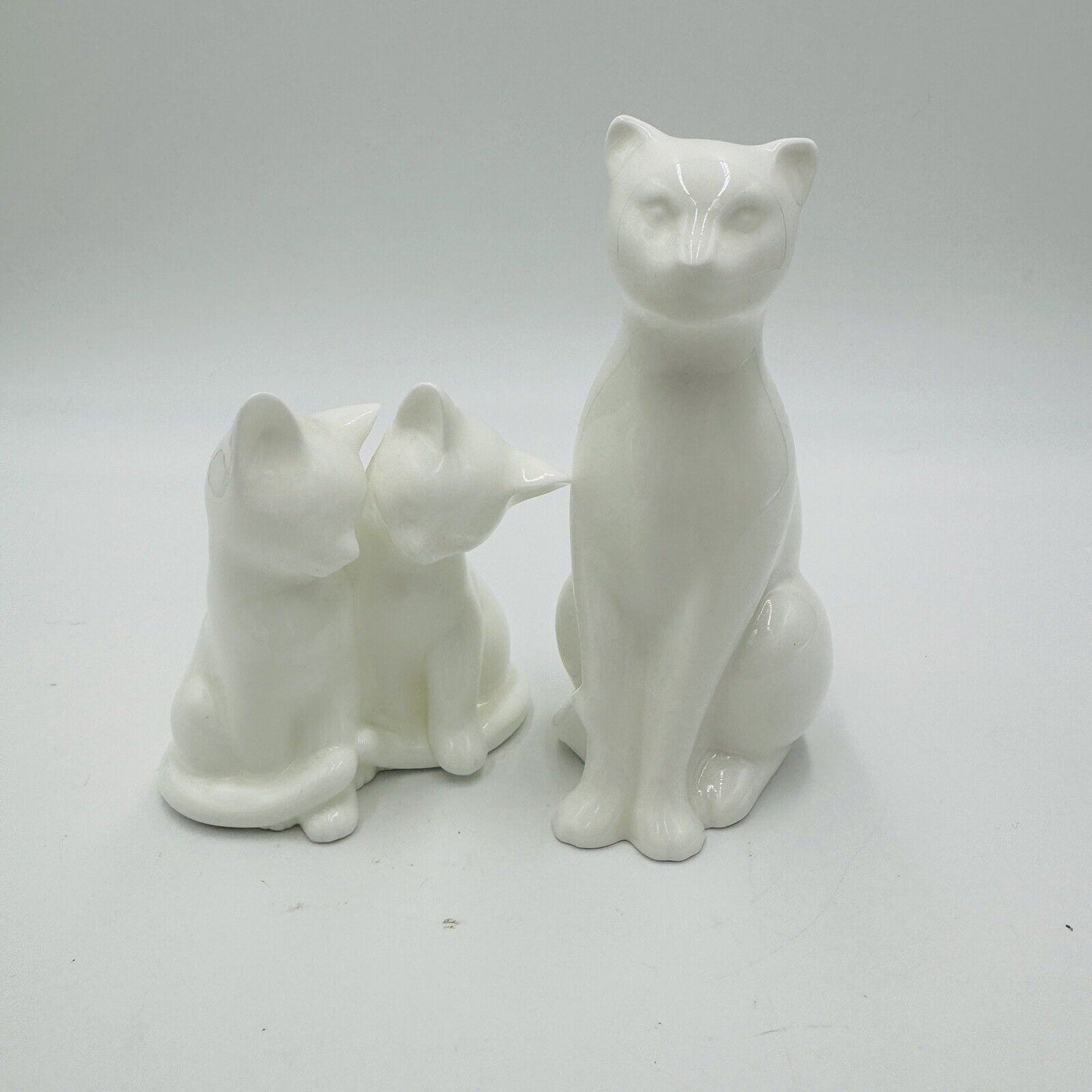 Vintage Coalport England White Glossy Bisque Moments Cat & Kitties Figurines