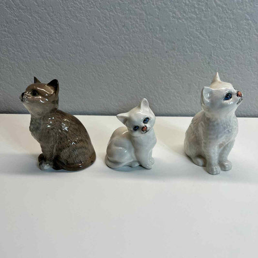 Beswick England Lot of 3 Cats Figurines Porcelain English  Vintage Set Home