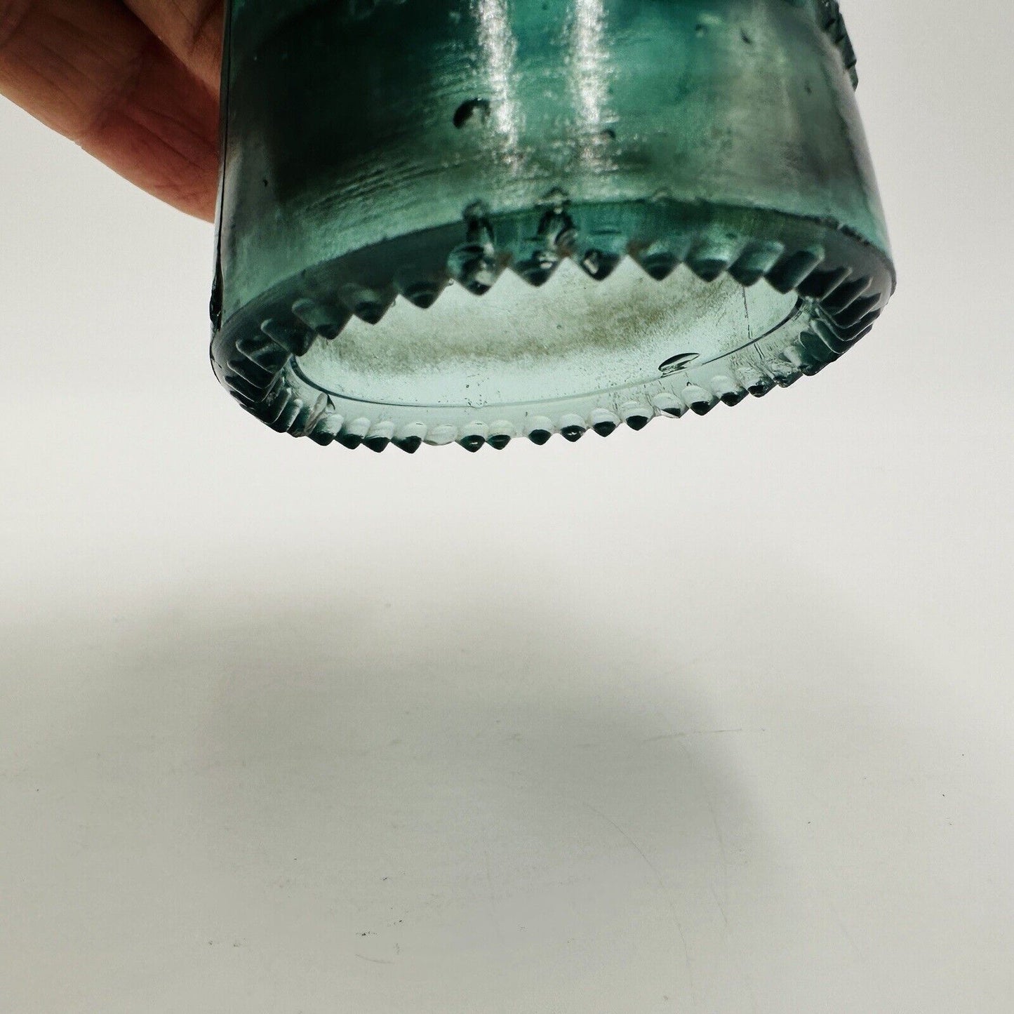 Hemingray  NO 9 glass  Insulator  turquoise EARLY 1893-1895  EMBOSSED antique