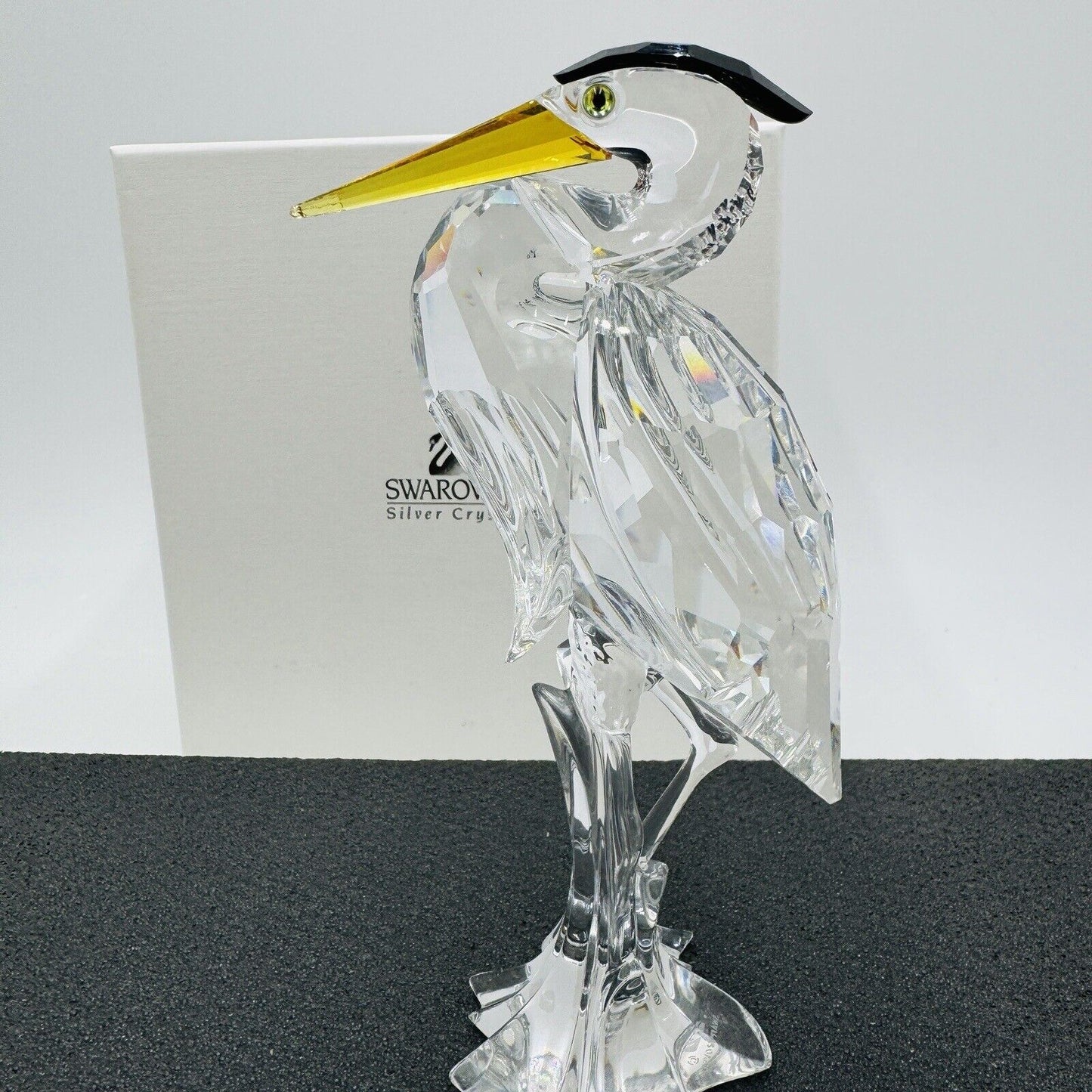 Swarovski Crystal Silver Heron Bird Retired Figurine Multicolor 6in