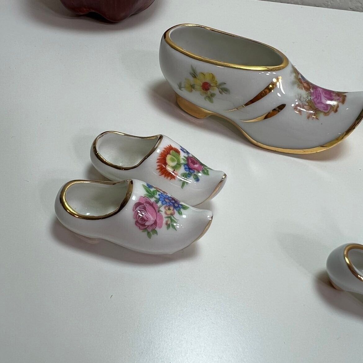 Limoges France Porcelain Miniature Victorian Dutch Shoes hand painted