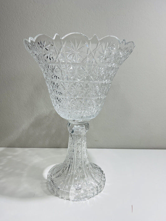 Towle Pinstar Centerpiece English Triffle Pedestal Bowl Large 14" Lead Crystal
