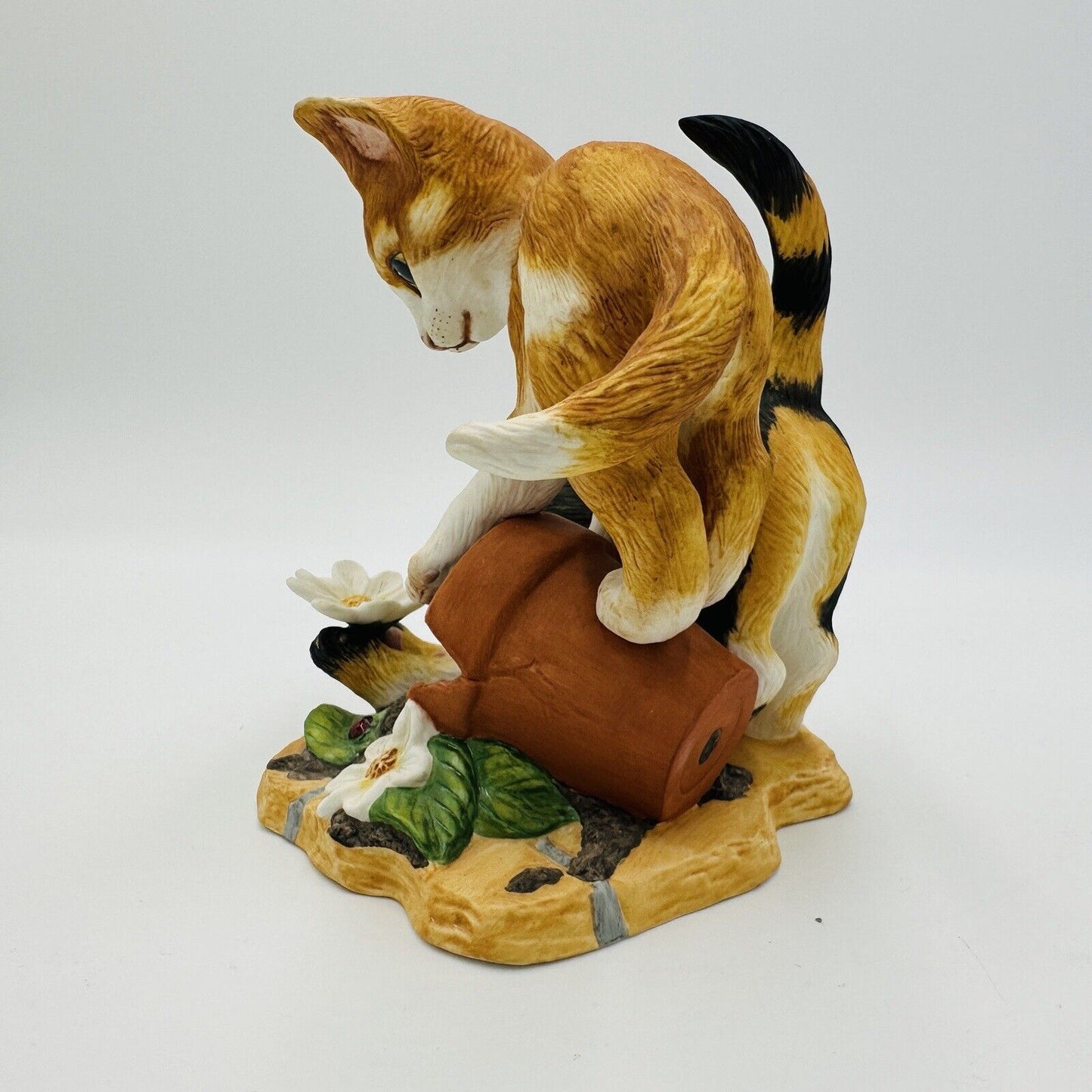 The Franklin Mint Shenenigans' Porcelain Bisque Kittens Playing In Pot Figurine