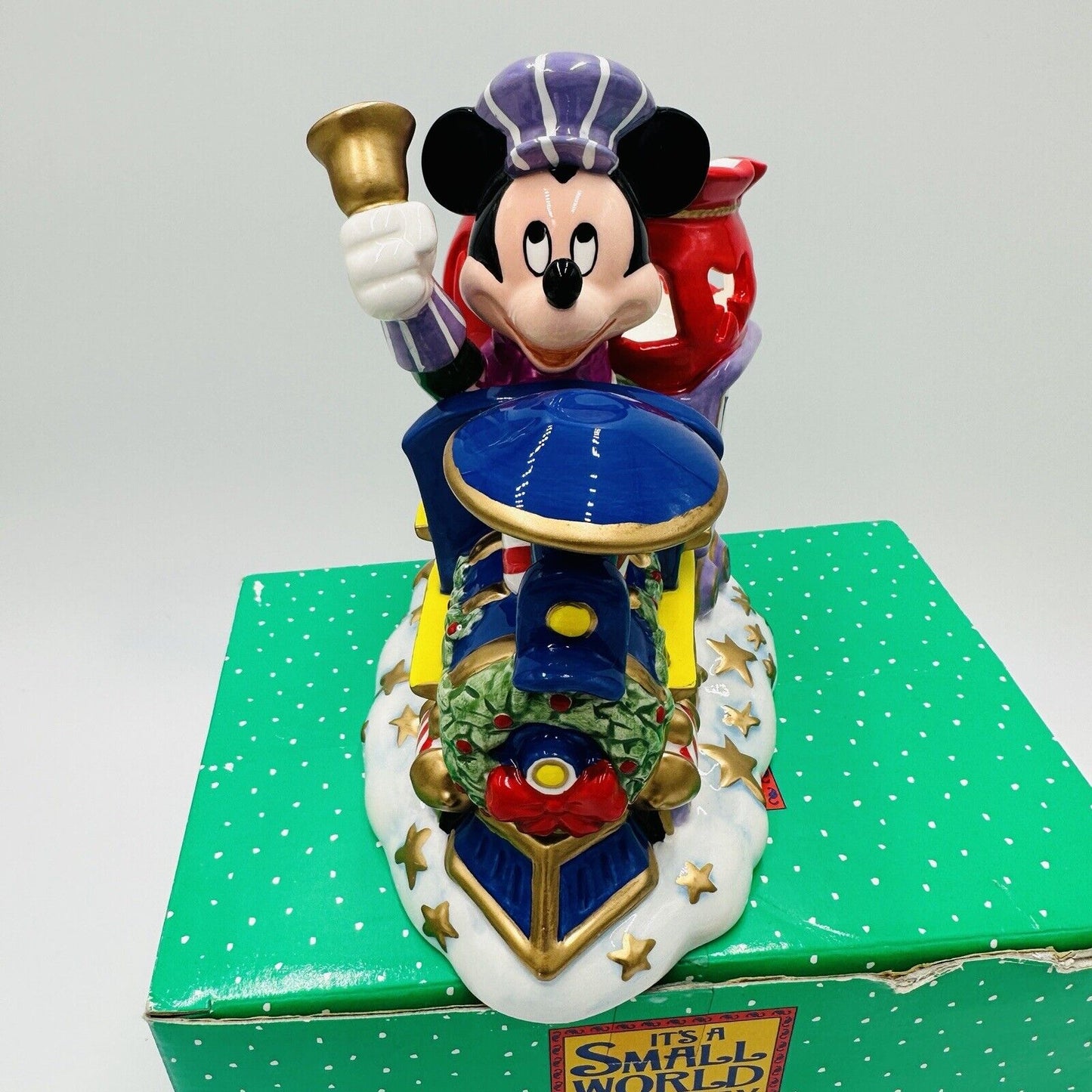 Disney Mickey It's a Small World Christmas Mickey Train Candleholder Vintage