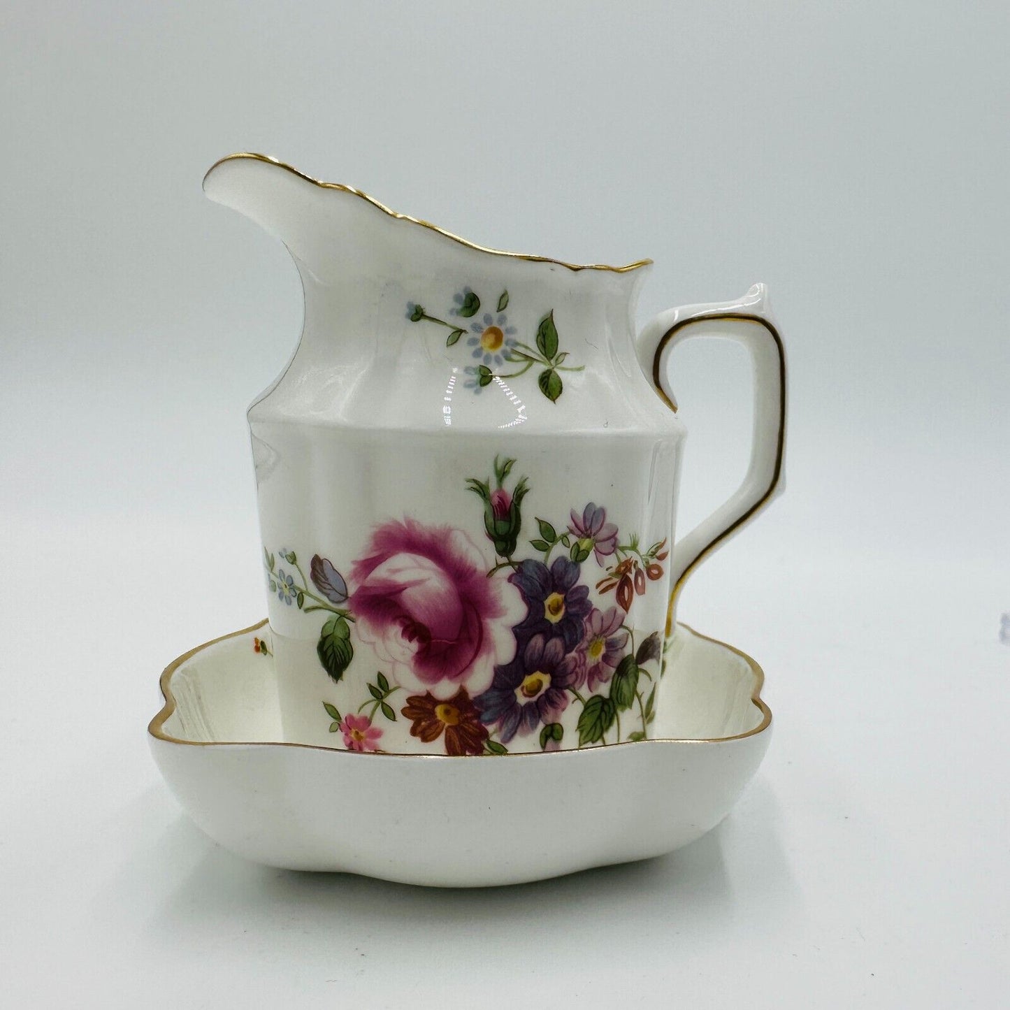 Royal Crown Derby Derby Posies Creamer with Square Dish Porcelain England Home