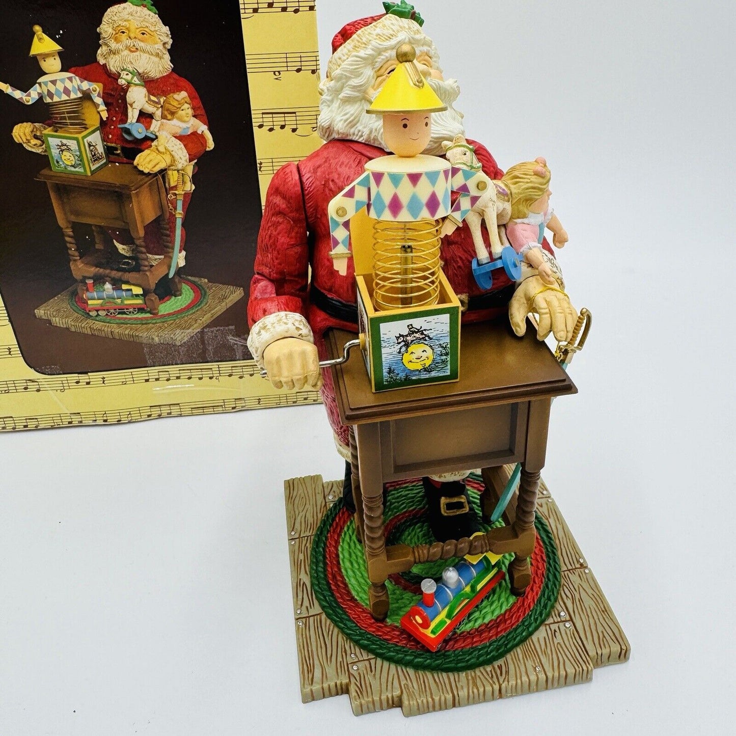 Rare Enesco Small World Of Music Christmas Santa Wind Up Toys Box
