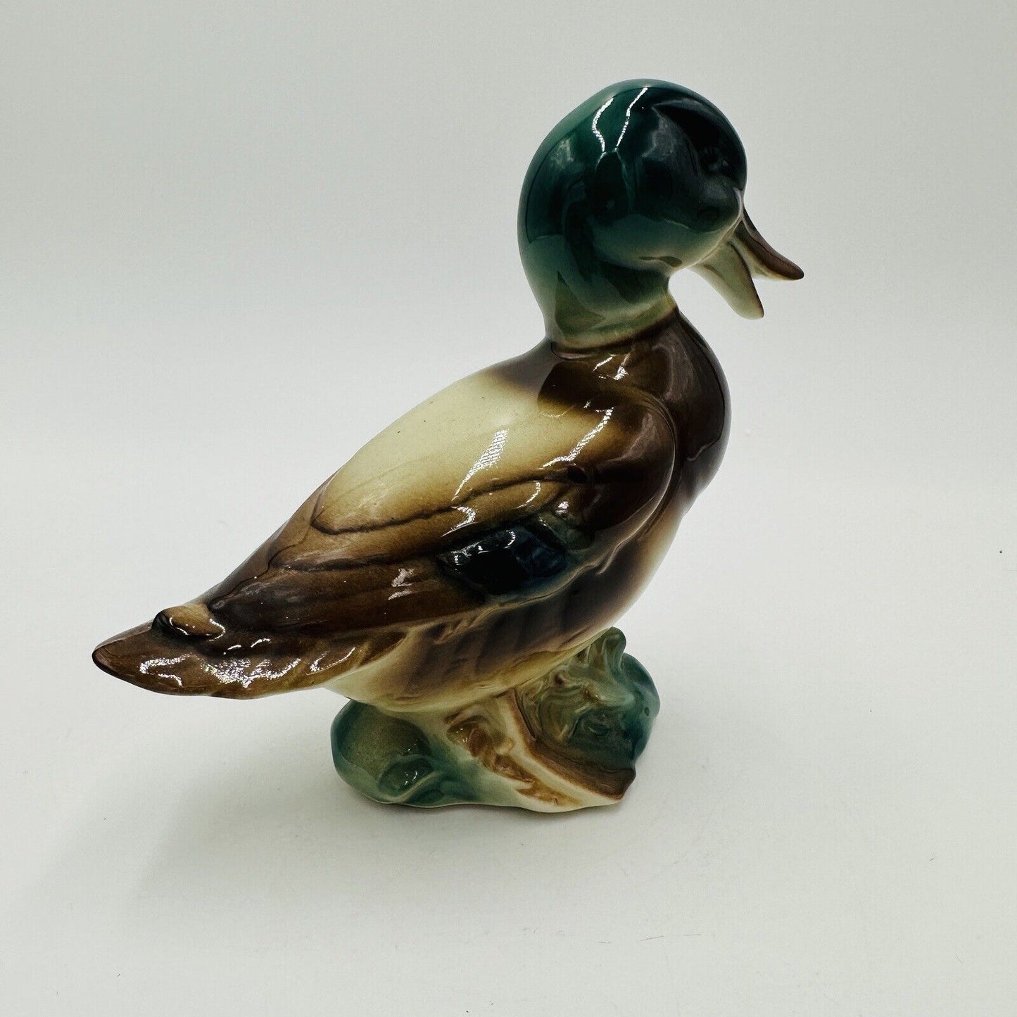 Royal Copley Mallard Duck Figurine Glazed Pottery Colorful Standing USA Vintage