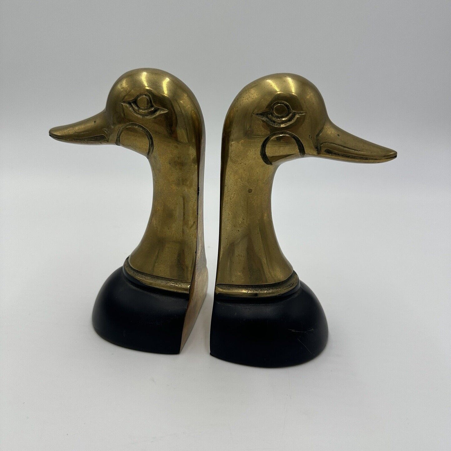 Vintage Philadelphia Duck Figurine Bookends Solid Brass 6" Set 1960 Office Decor