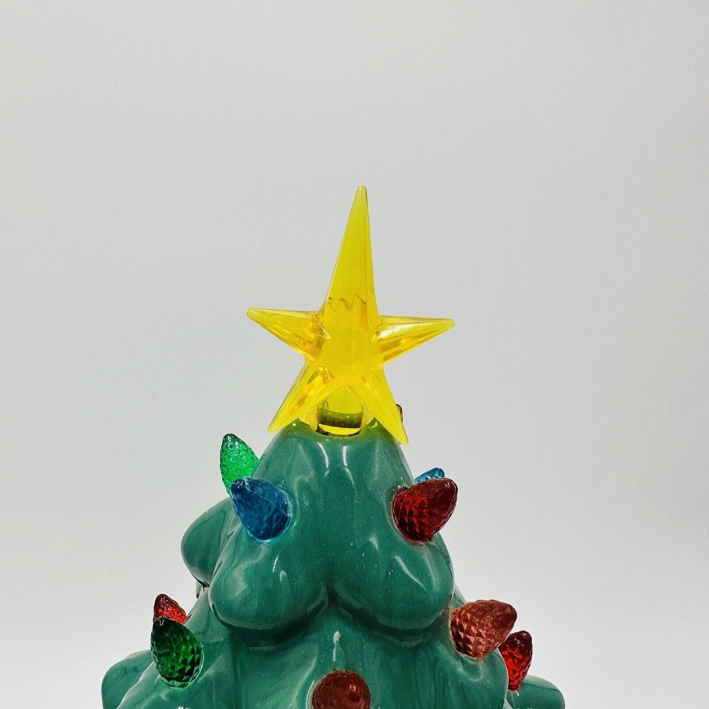 Mr Christmas Ceramic Tree 14” Lights Up Battery Operated Nostalgic Green