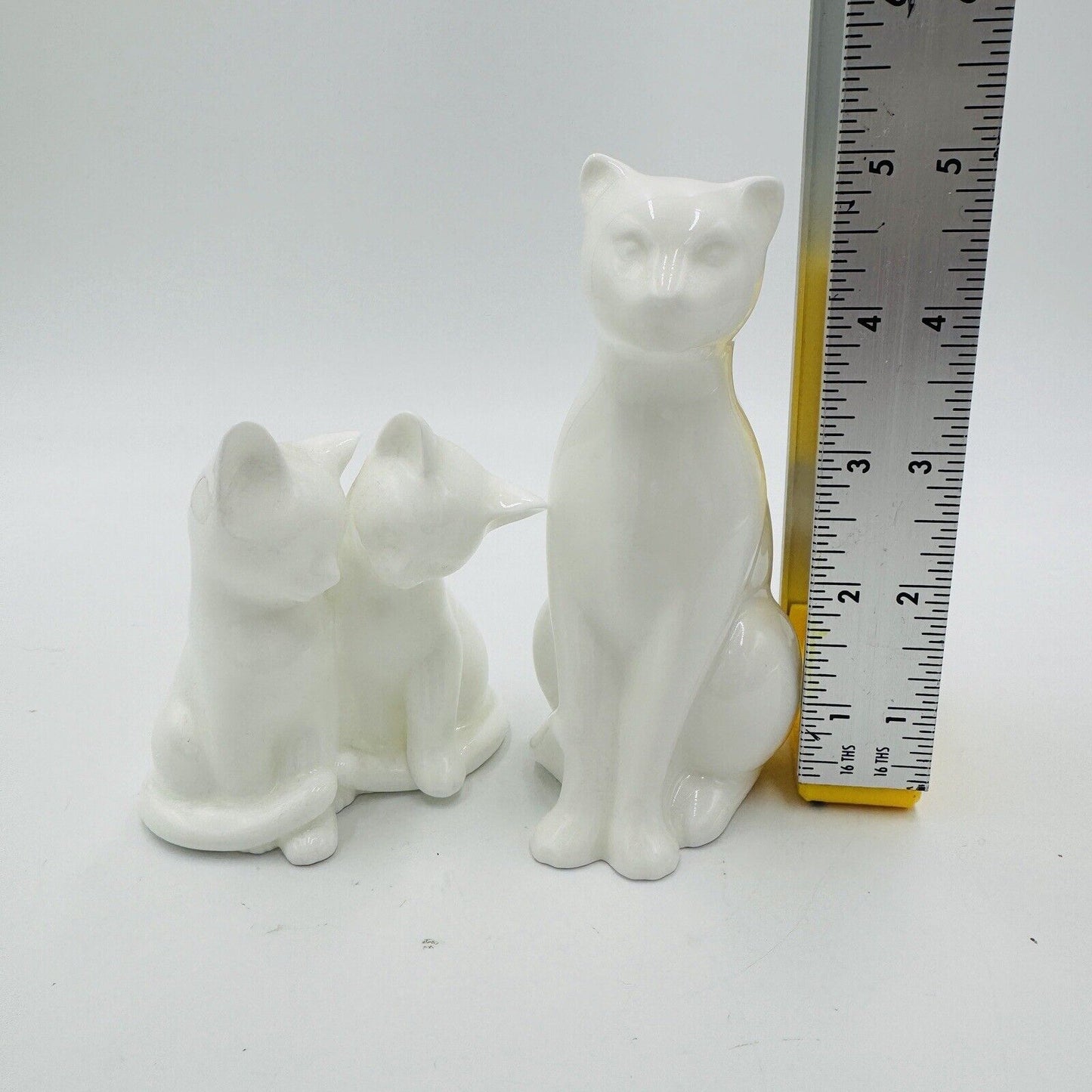 Vintage Coalport England White Glossy Bisque Moments Cat & Kitties Figurines