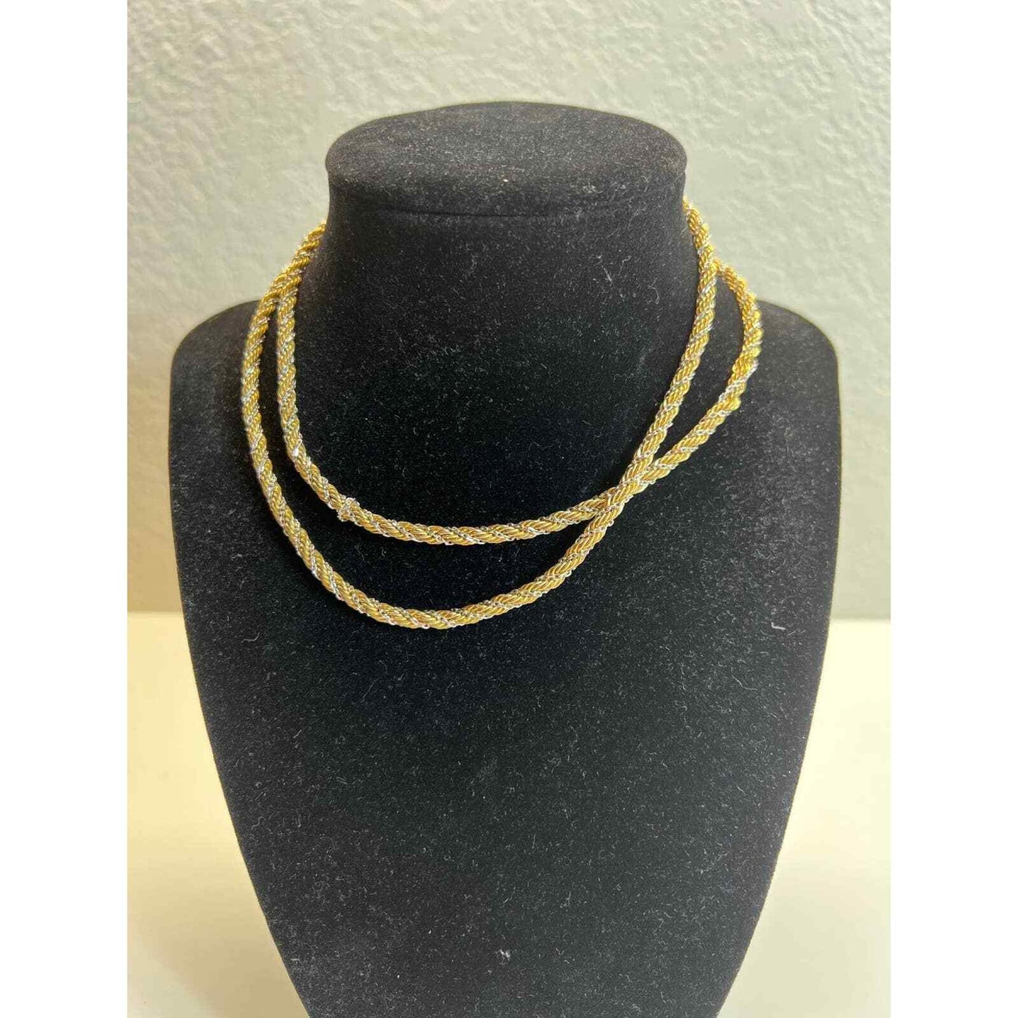Monet Necklace Rope Chain 2 Tone Gold And Silver Tone 27" Long Hang Tag Vintage