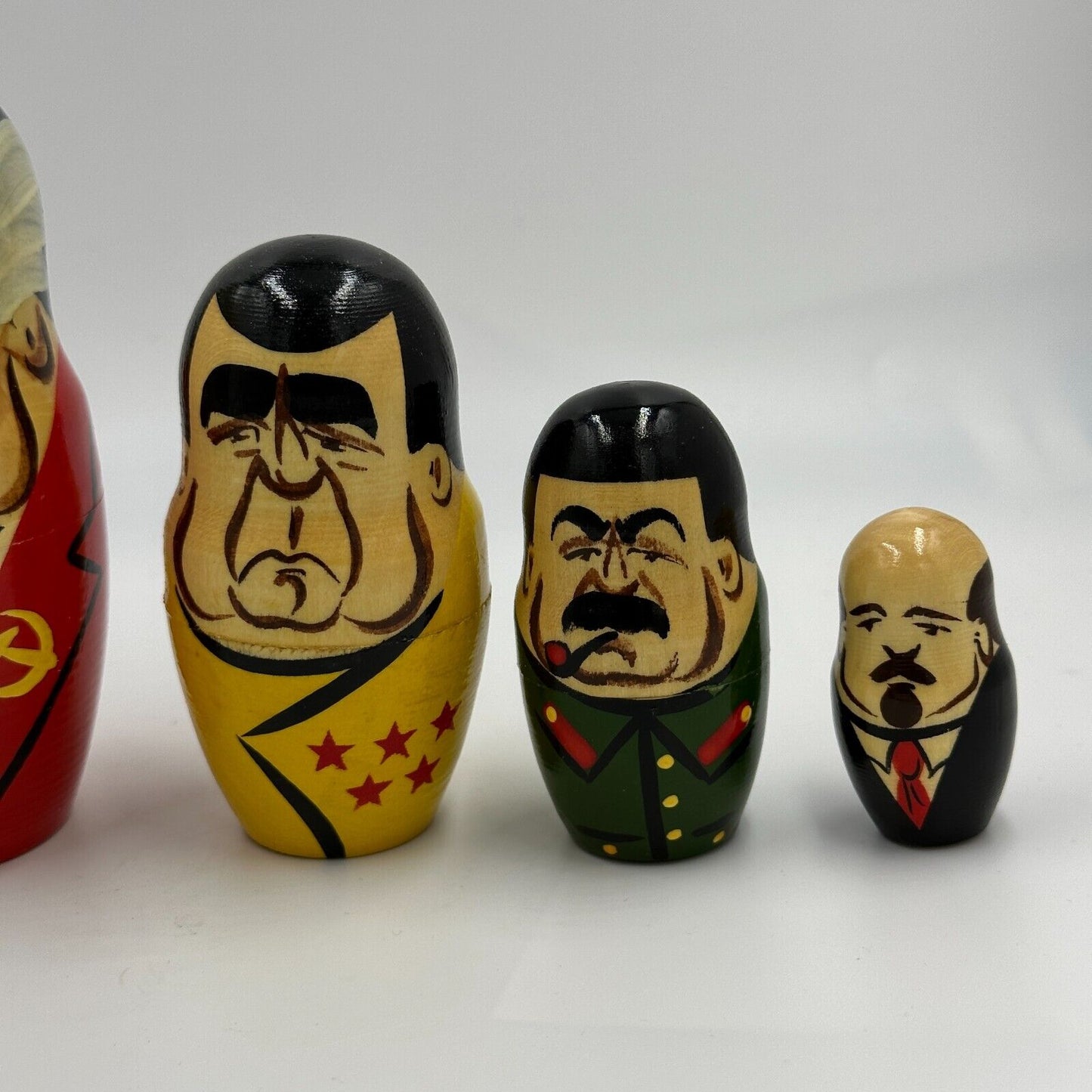 Nesting Dolls Matryoshka Vintage Russian Soviet Leaders Set of 5 Hand Painted