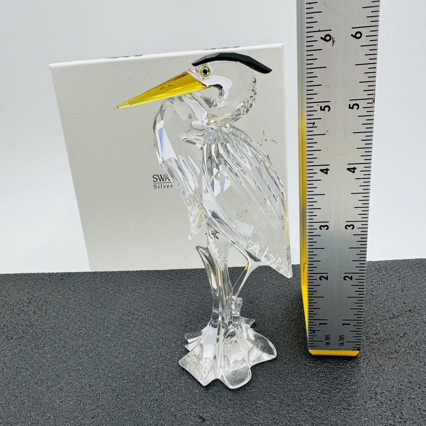 Swarovski Crystal Silver Heron Bird Retired Figurine Multicolor 6in