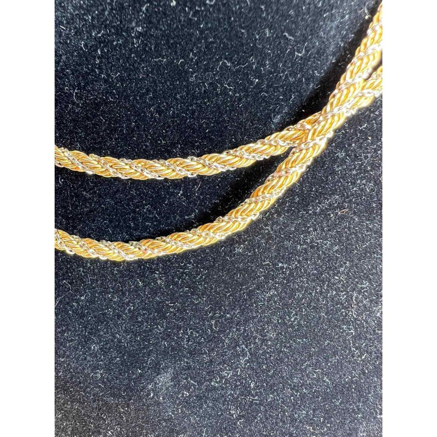 Monet Necklace Rope Chain 2 Tone Gold And Silver Tone 27" Long Hang Tag Vintage