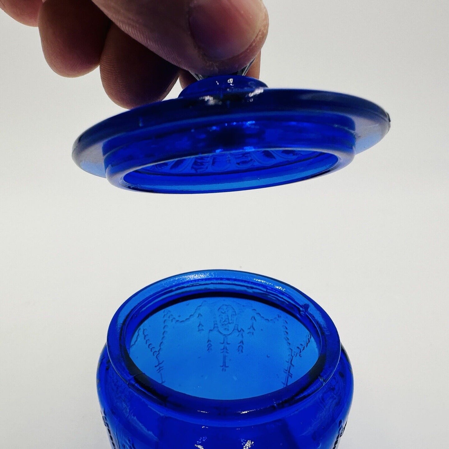 Depression Glass Mosser Jennifer Miniatures Cobalt Cracker Jar & Lid Canister