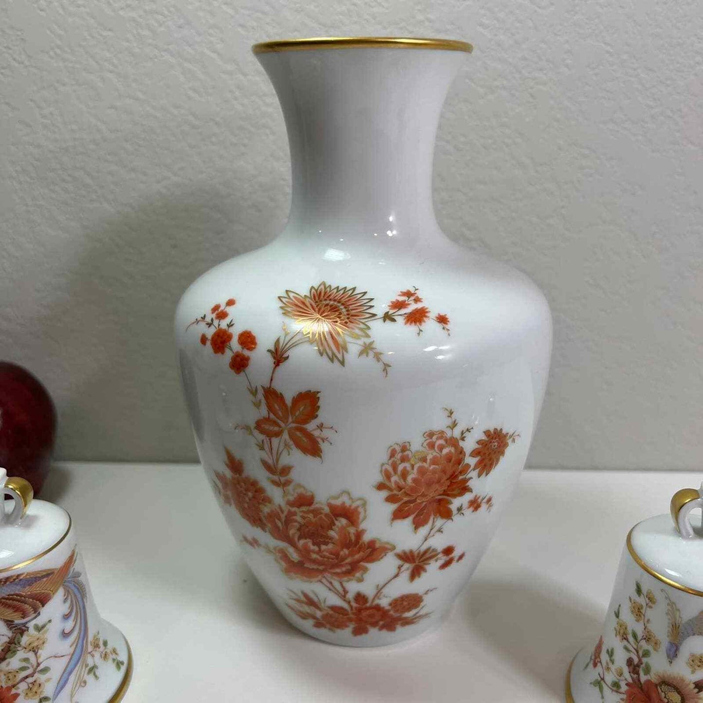 Kaiser Vase 2 Bells Matching Set Vintage Porcelain Home Decor Flowers Lot