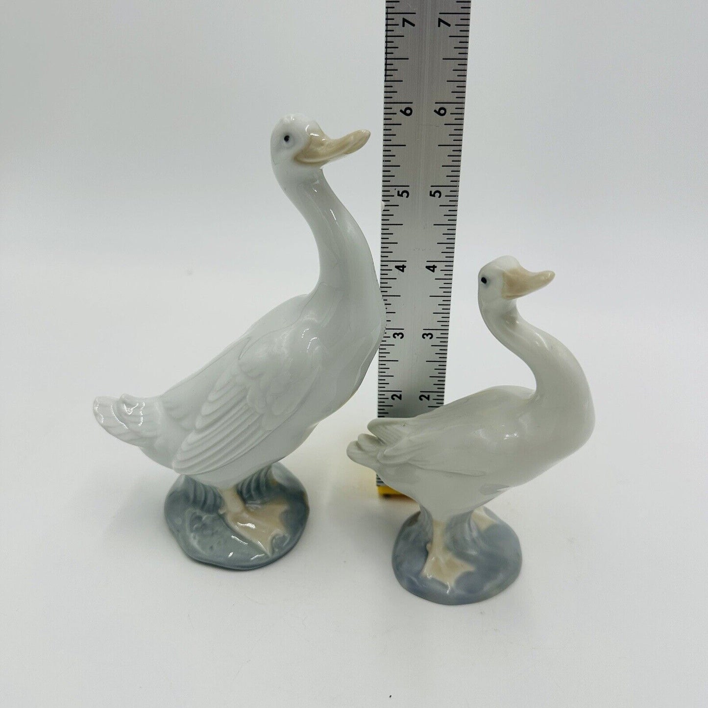 Lladro & Nao Porcelain Ducks Figurines Retired Made In Spain Vintage Glossy Whit