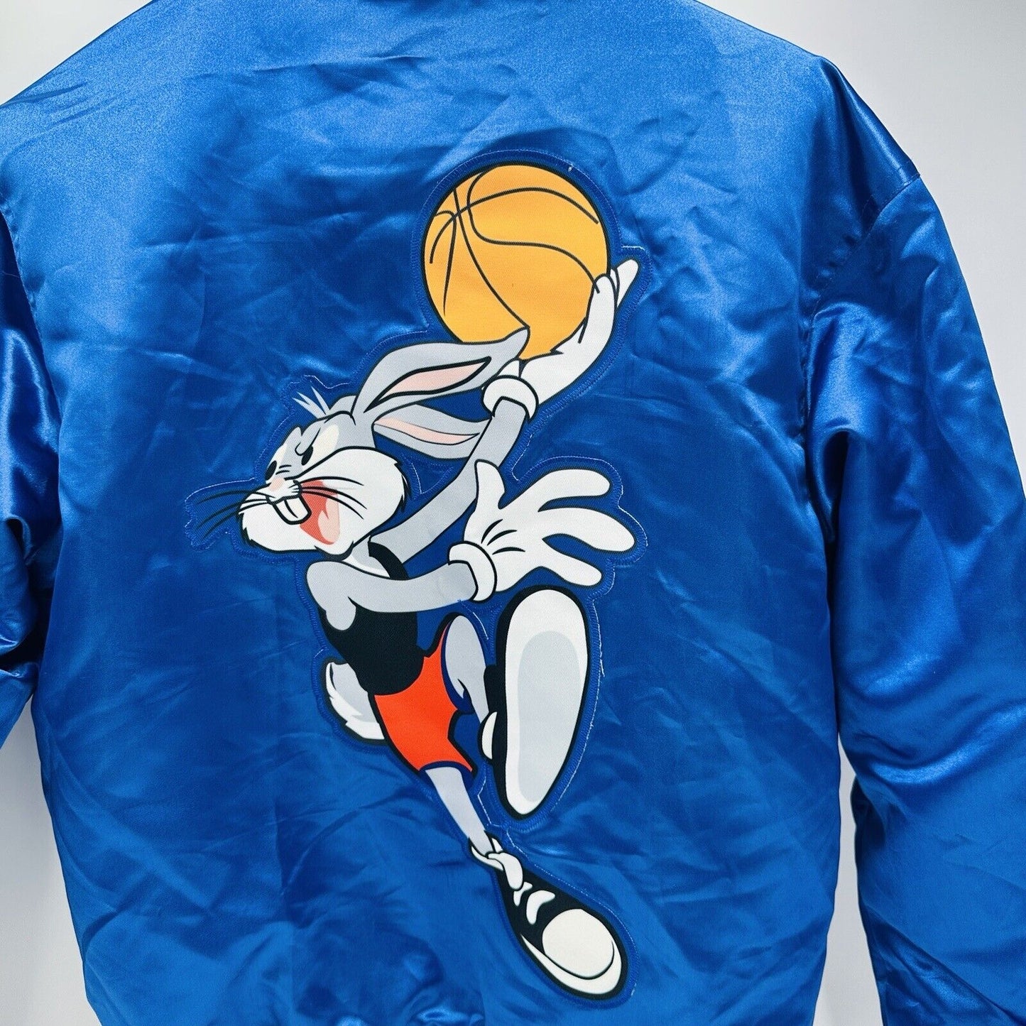 Headgear Classics Bomber Jacket Size Small Tunesquad Bugs Bunny Satin Blue Logo