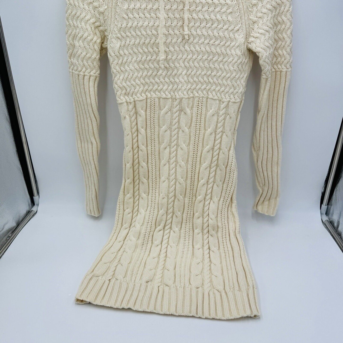 Athleta Coldspell Sweater Dress Merino Wool beige SIZE XXS Hooded Women