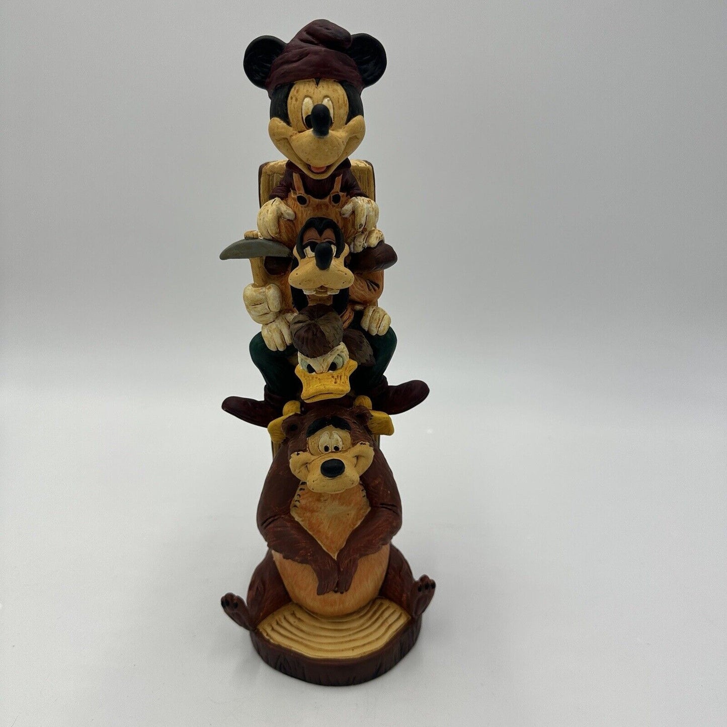 Disney Fort Wilderness Lodge Mickey & Friends Big Totem Pole Figurine 10.5”