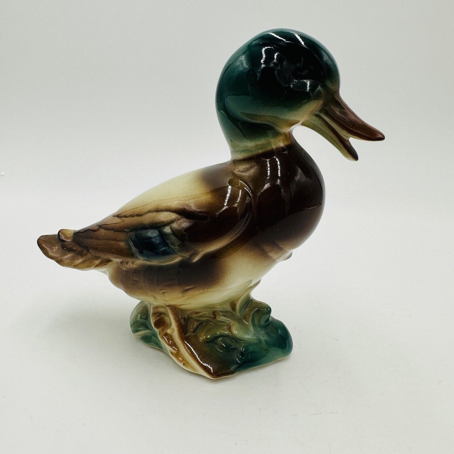 Royal Copley Mallard Duck Figurine Glazed Pottery Colorful Standing USA Vintage