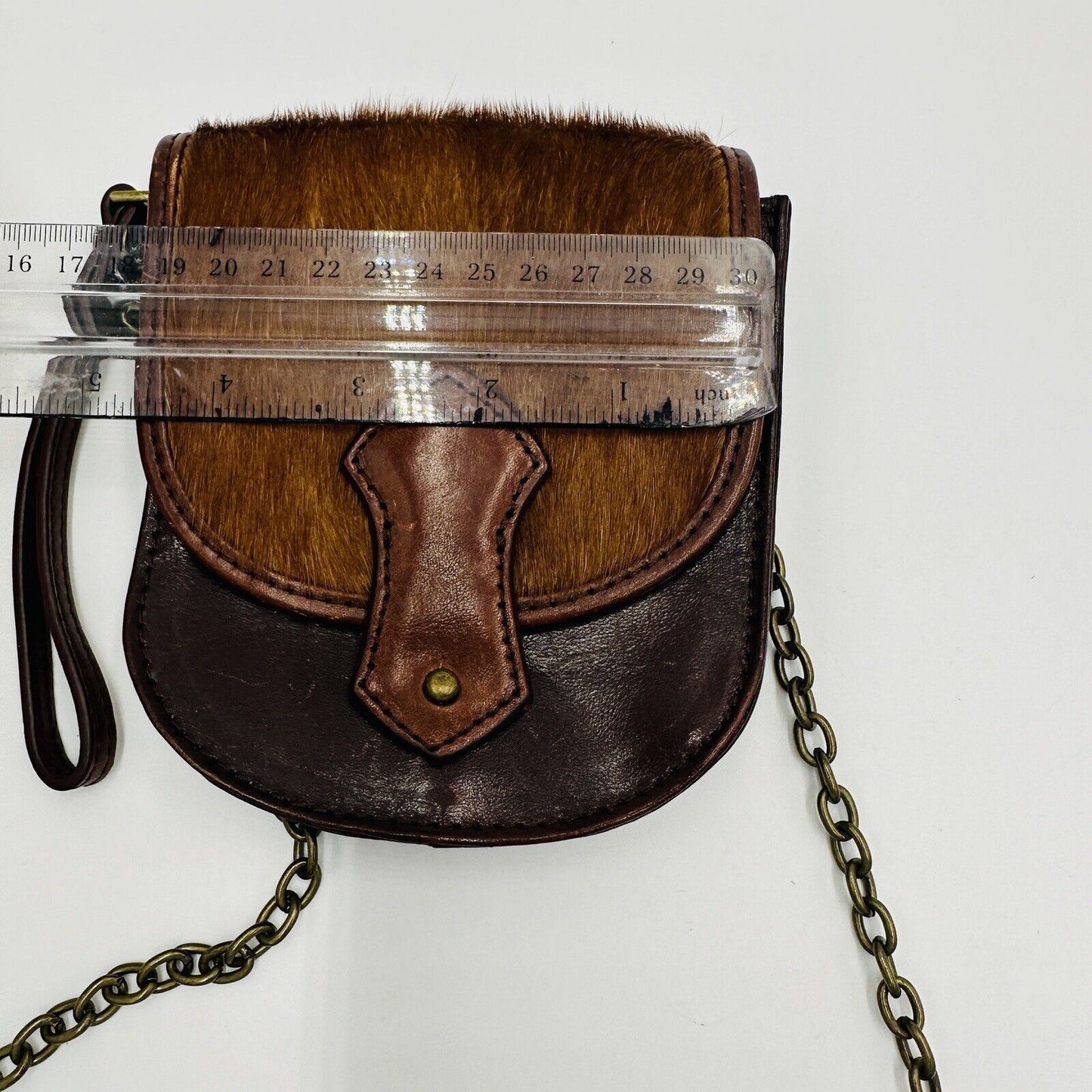 Club Monaco Leather with Calf Hair Crossbody Purse Unisex Small Bag
