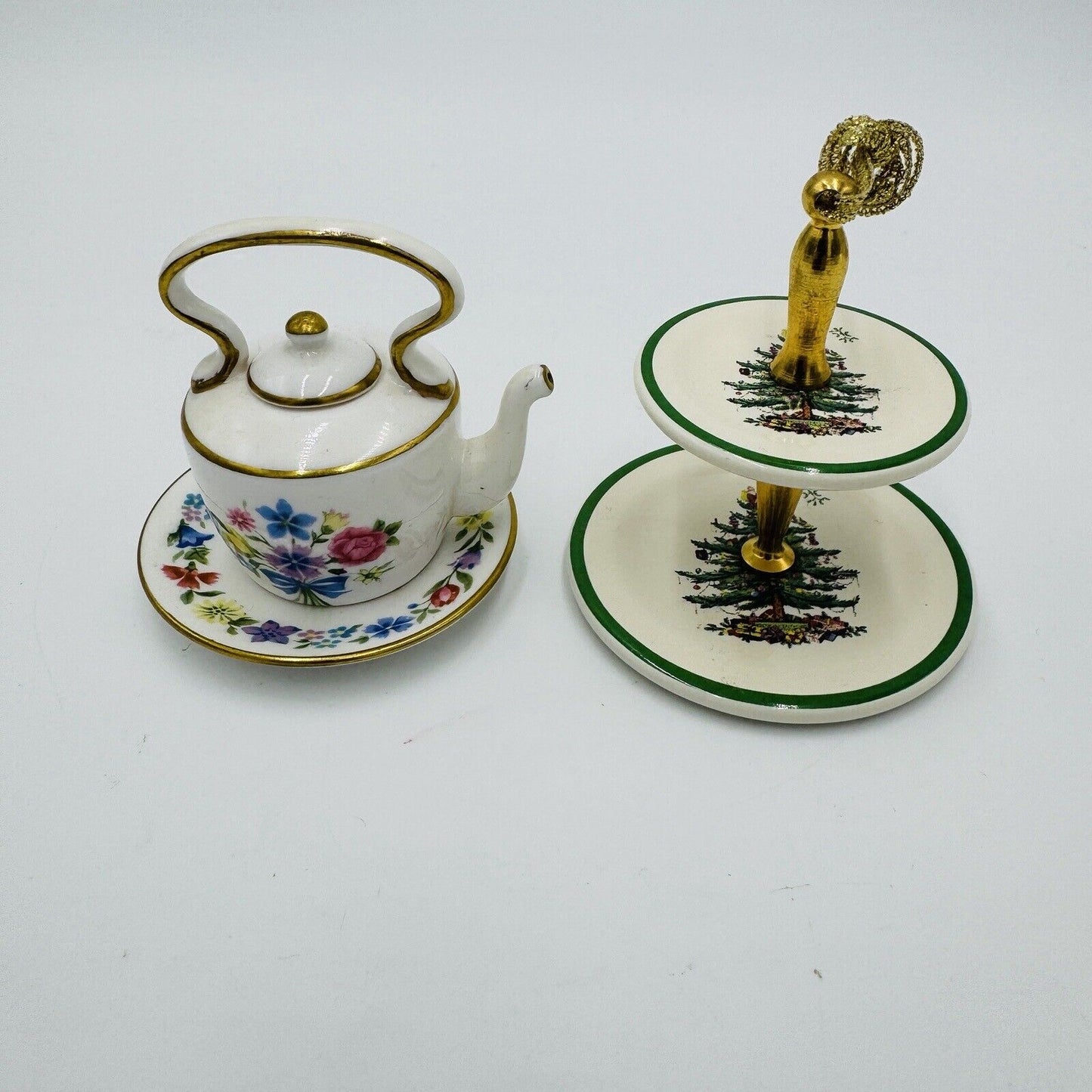 Vintage Spode Miniatures Teapot Plate 2 Tier Serving Tray Miniatures 2” Rare
