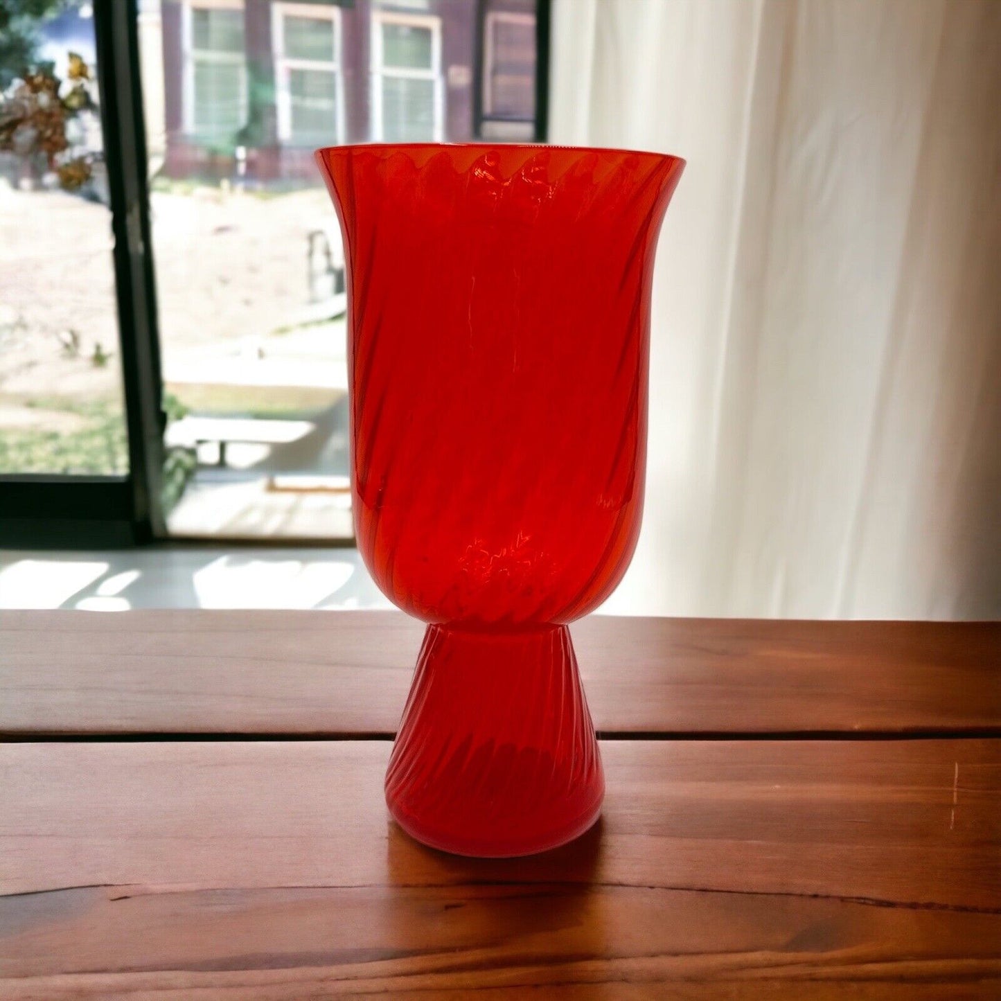 MCM Morgantown Art Glass  9913 Federal Patio Light Candle Red Vase 8.5”