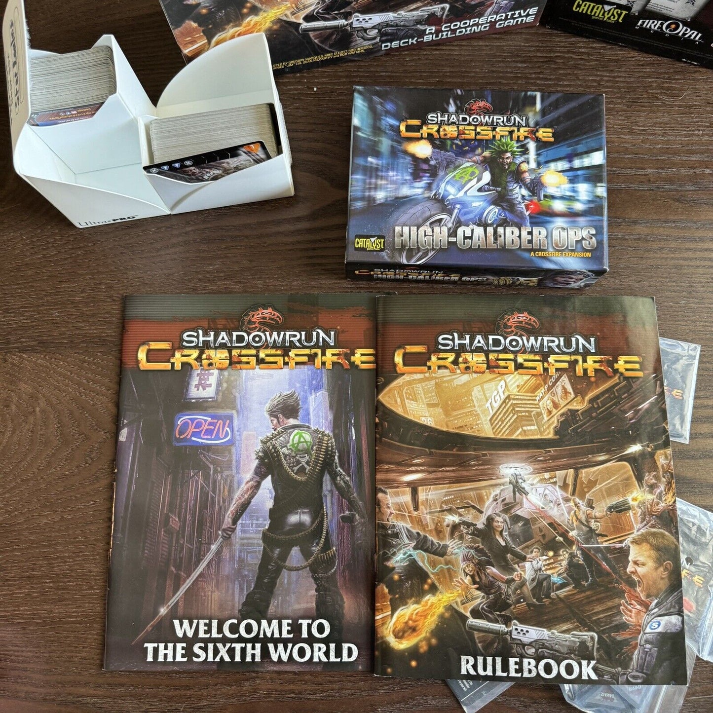 Catalyst Shadowrun Crossfire With Rare Expansion High-Caliber Ops Board Game