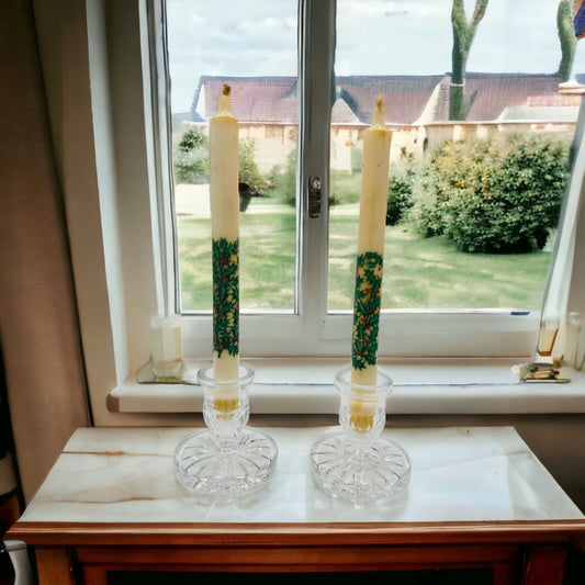 Vintage Waterford Blarney Crystal Pair of Candlesticks 3.5ʺW × 3.5ʺD × 4ʺH